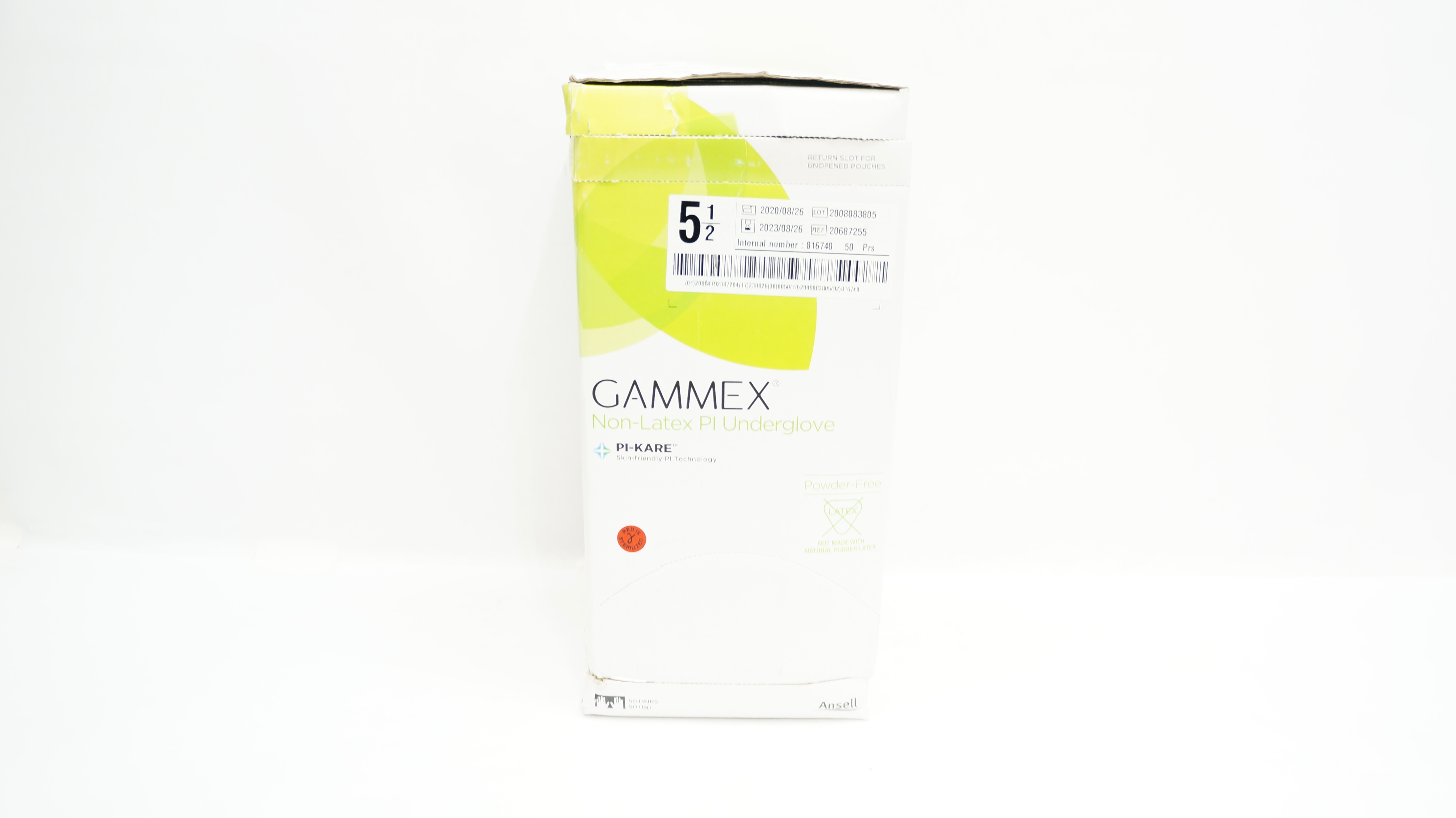 Ansell 20687255 Gammex Non-Latex PI Underglove Size 5,5 - Box of 50 Prs.