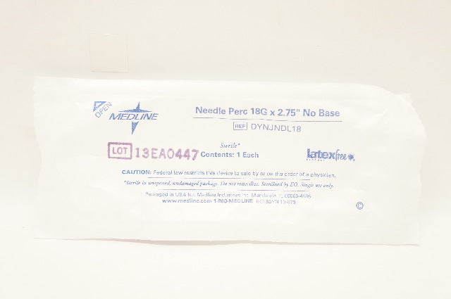 Medline DYNJNDL18 Ndle Perc 18G x 2.75inch No Base