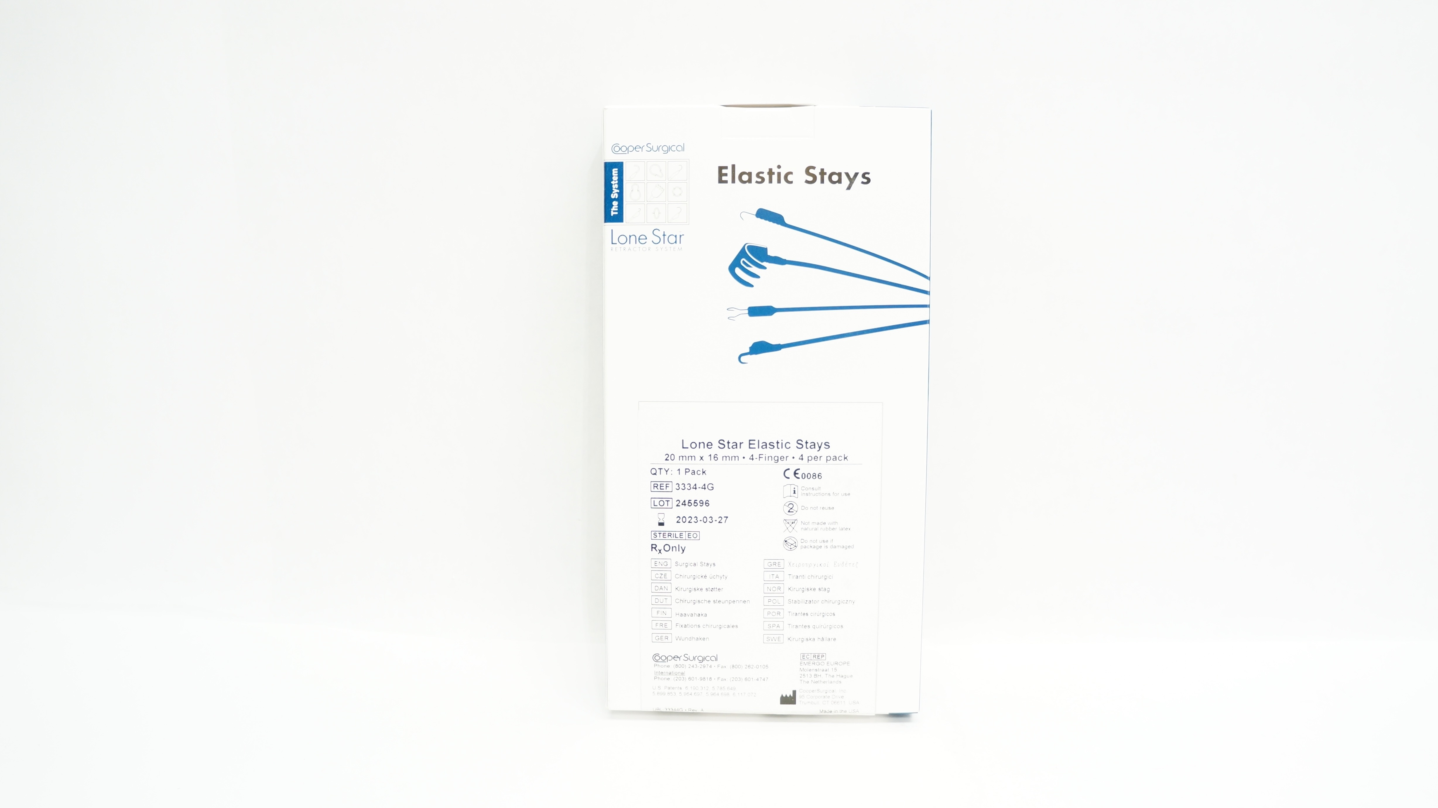 Cooper Surgical 3334-4G Lone Star Elastic Stays 20x16mm 4-Finger (x) - Pack of 4