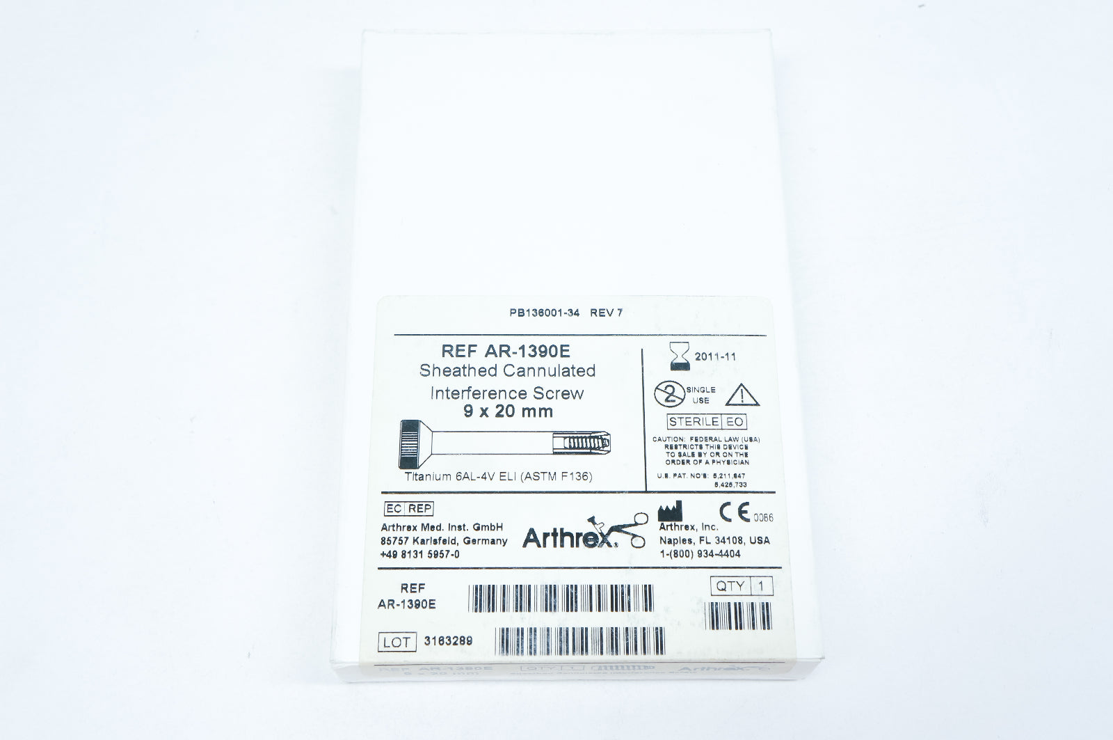 Arthrex AR-1390E Sheathed Cannulated Interference Screw 9 x 20mm (x)