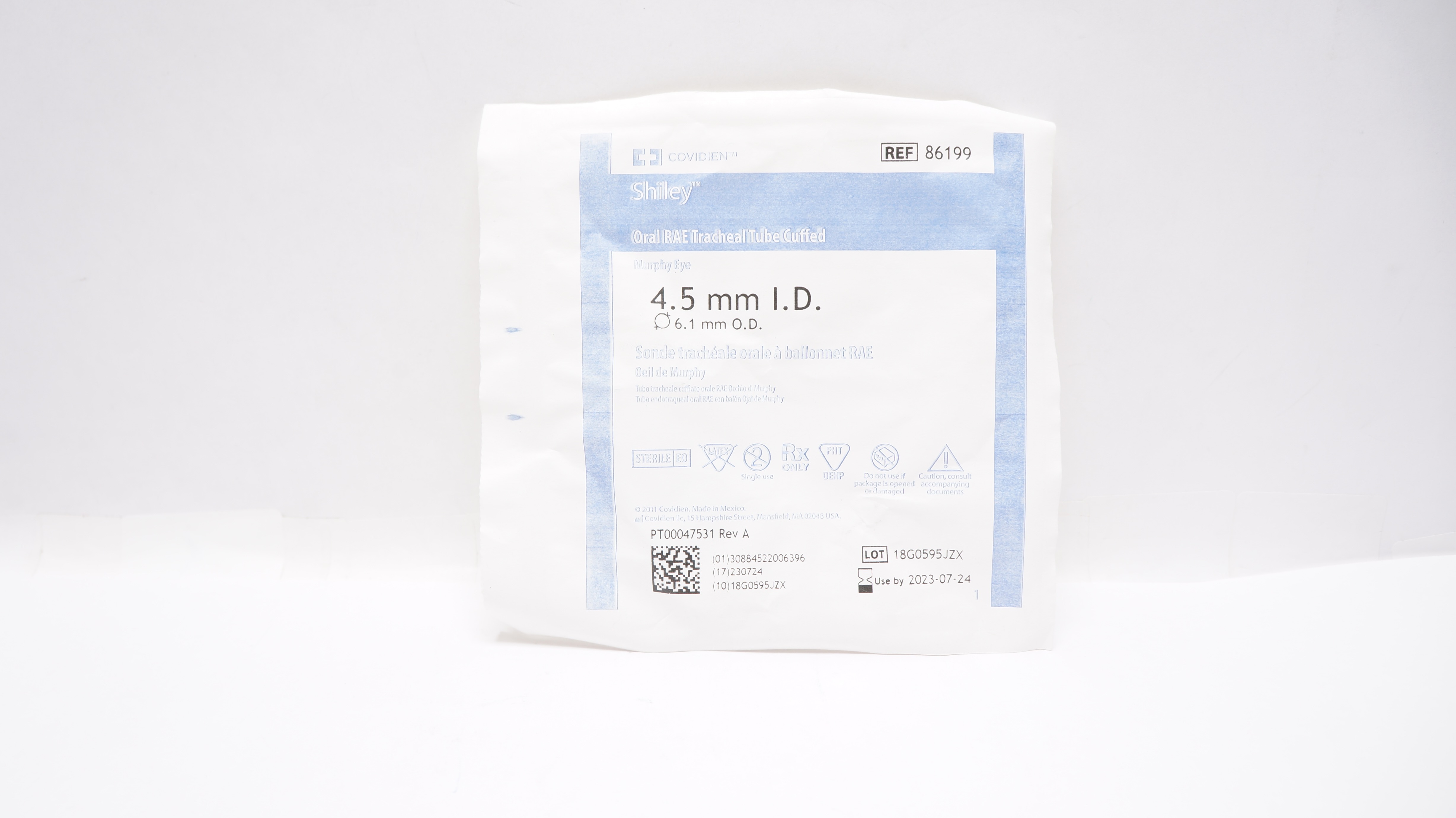 Covidien 86199 Shiley Oral RAE Tracheal Tube Cuffed 4.5 x 6.1mm (x)