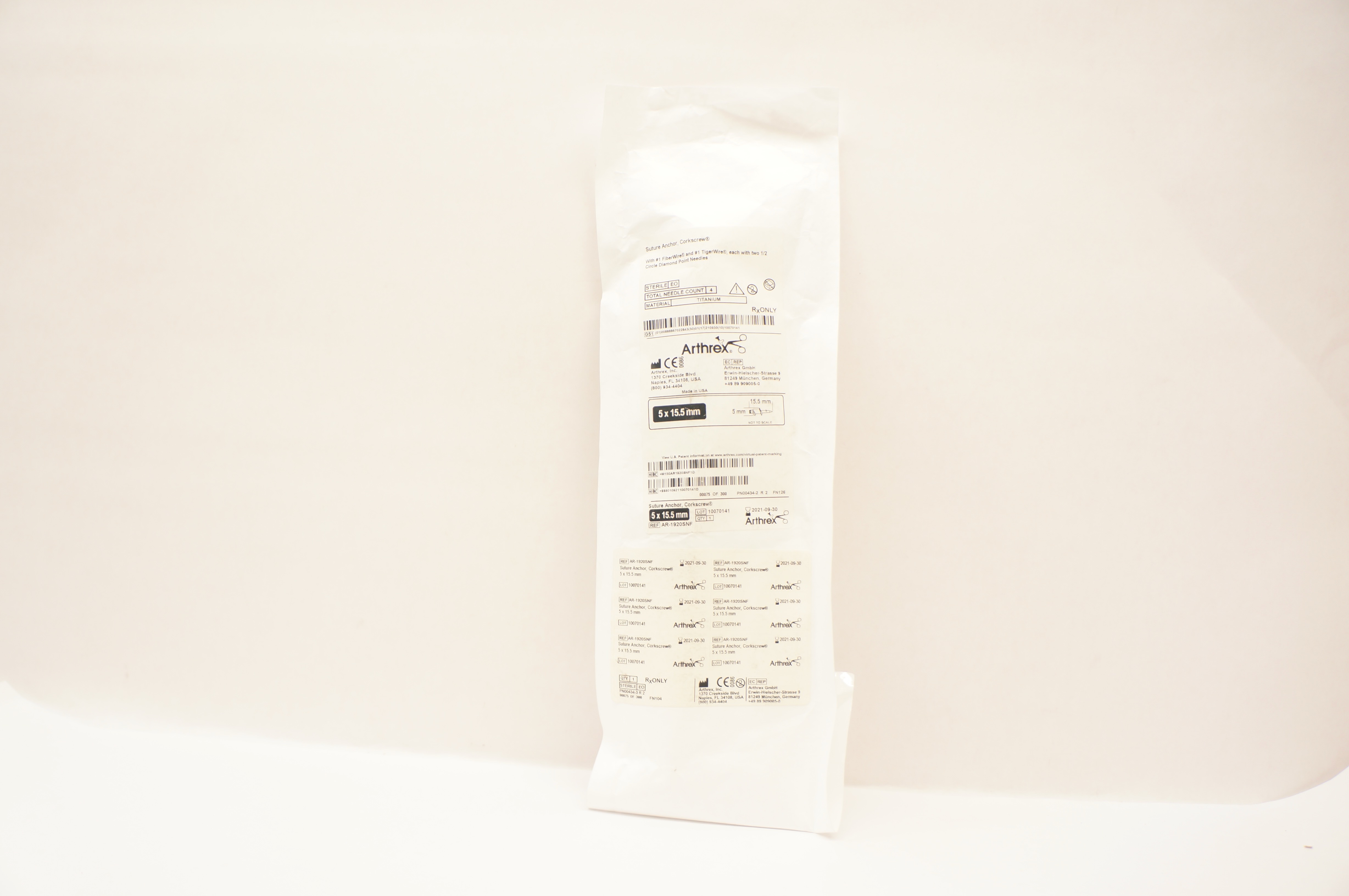 Arthrex AR-1920SNF Corkscrew Stre Anchor with Ndles 5mm x 15.5mm (x)