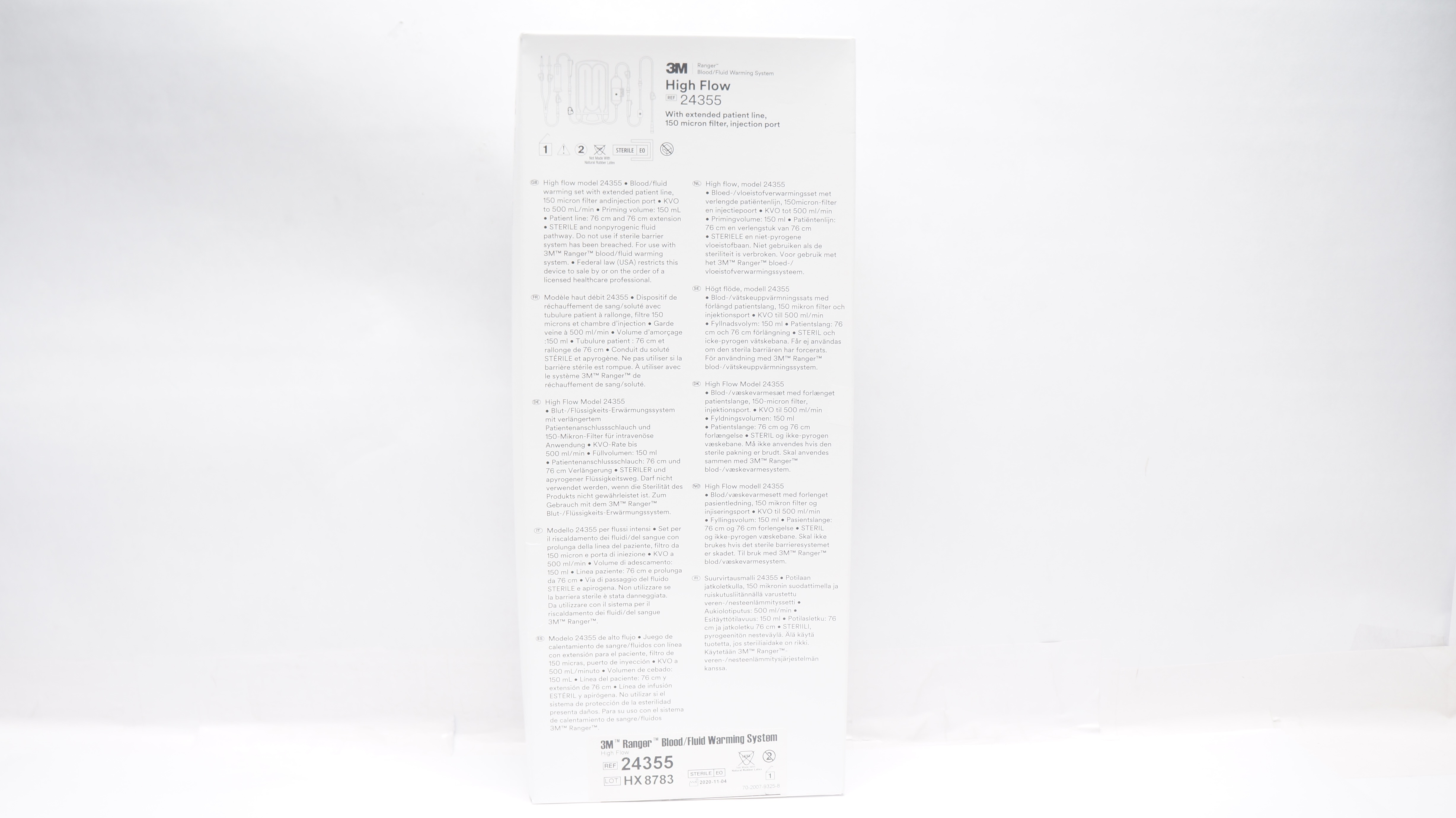 3M 24355 Ranger High Flow Blood/Fluid Warming Set 150 Micron Filter (x)