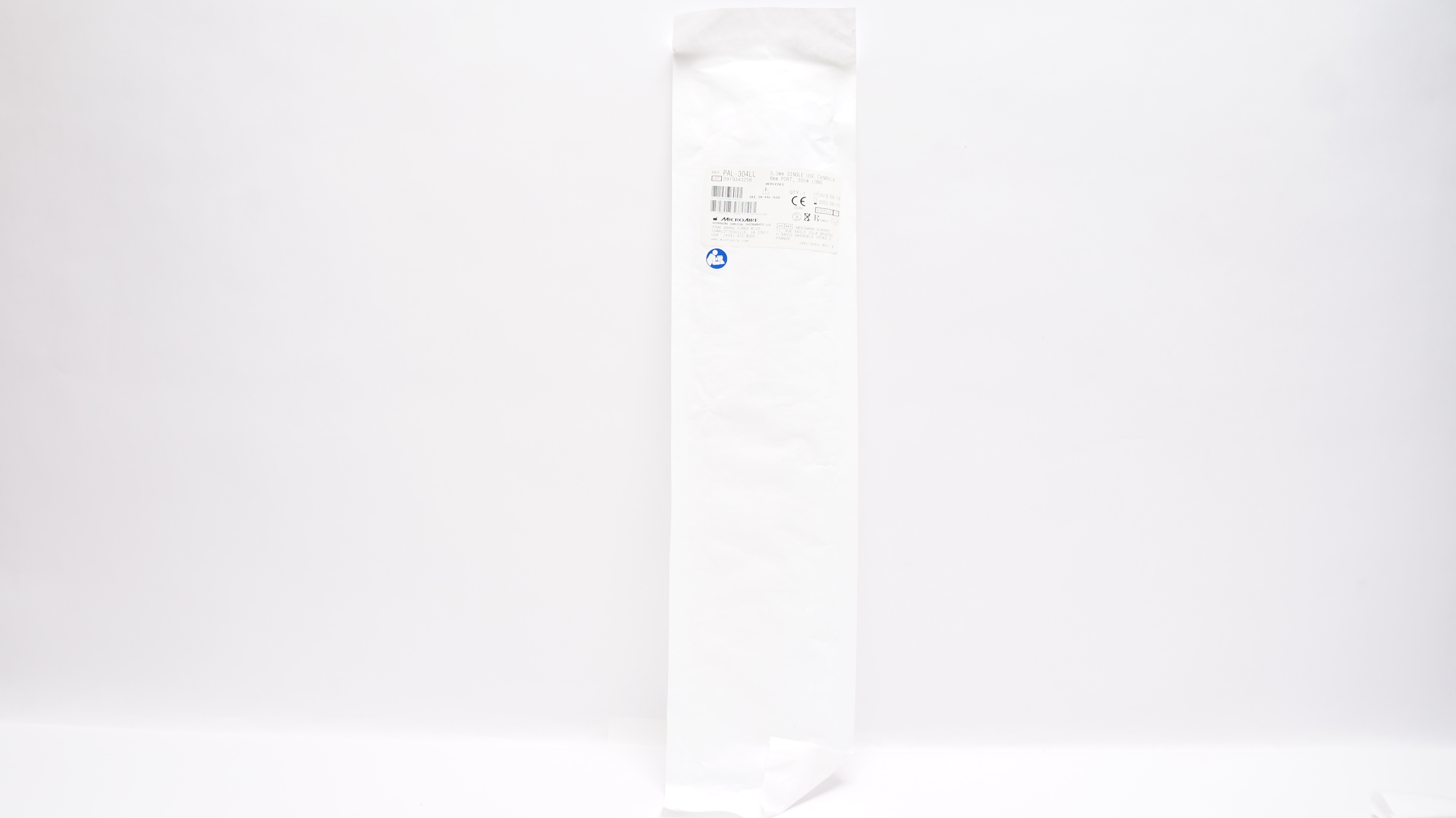 Microaire PAL-304LLB 3.0mm Bent Cannula 8mm Port 30cm Long, Mercedes (x)