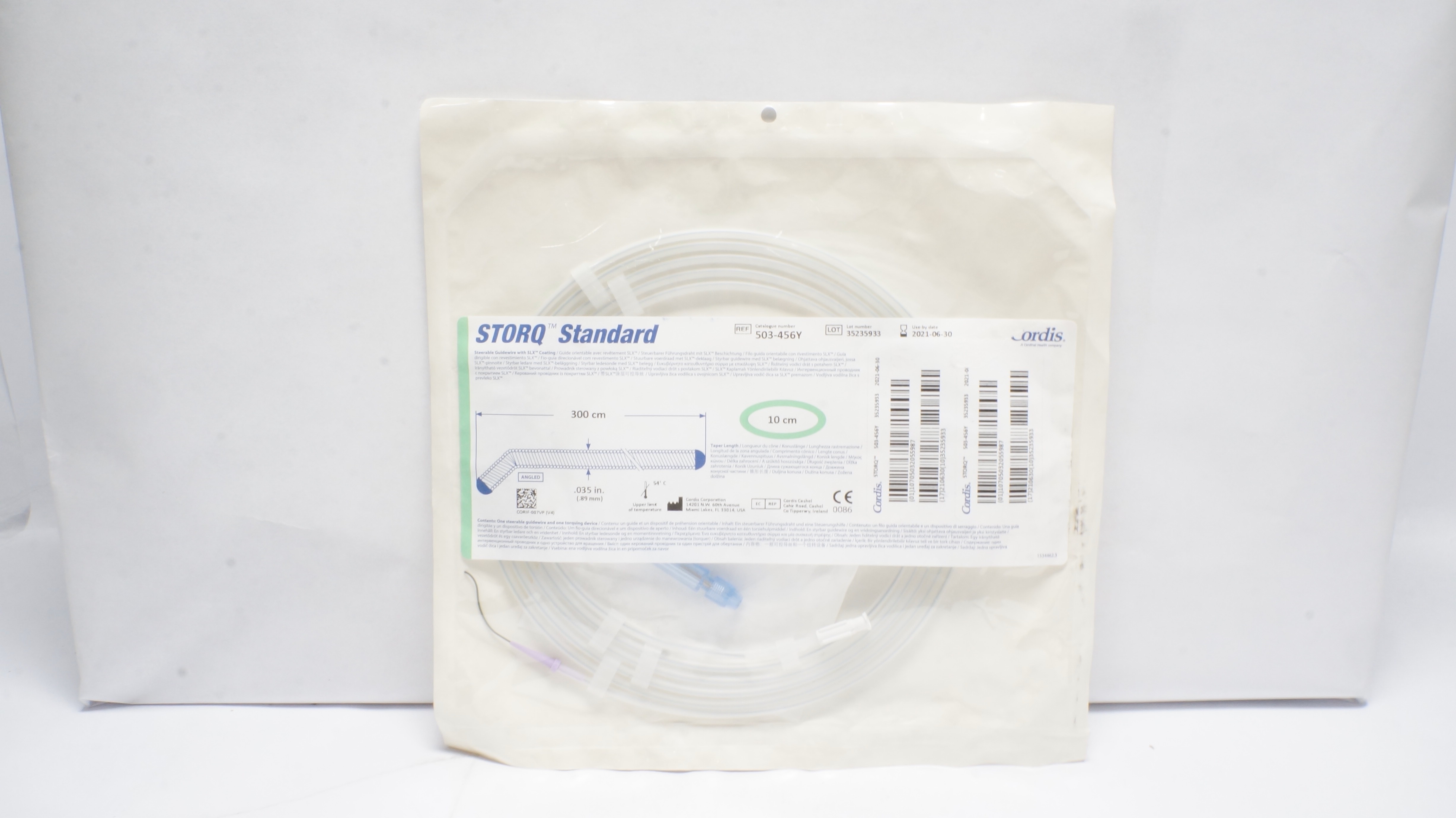 Cordis 503-456Y Storq Standard Steerable Guidewire W/SLX Coating 035In x 10cm(x)