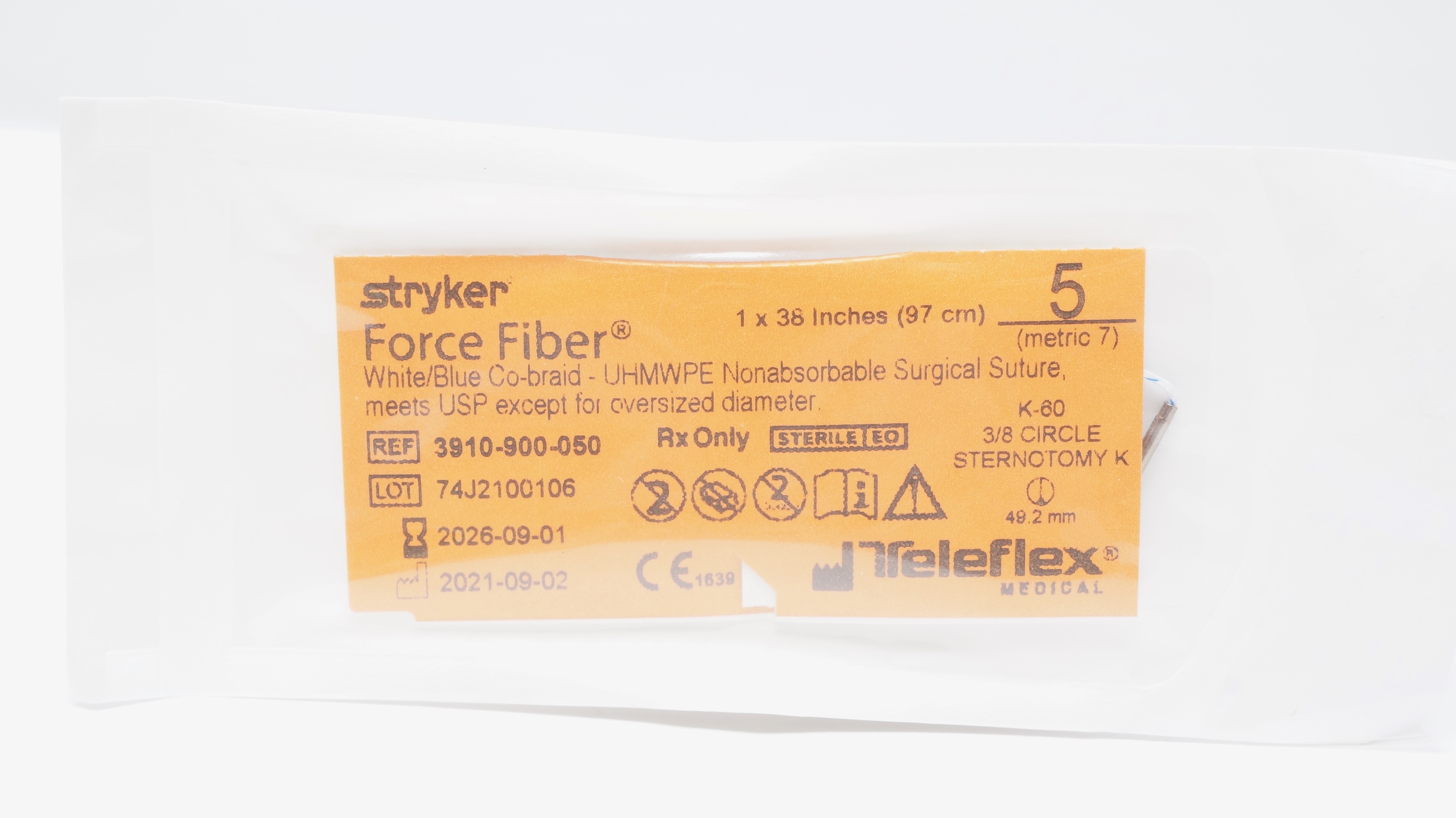 Teleflex 3910-900-050 5 Force Fiber Stre K-60 3/8c Sternotomy K 49.2mm 38inch
