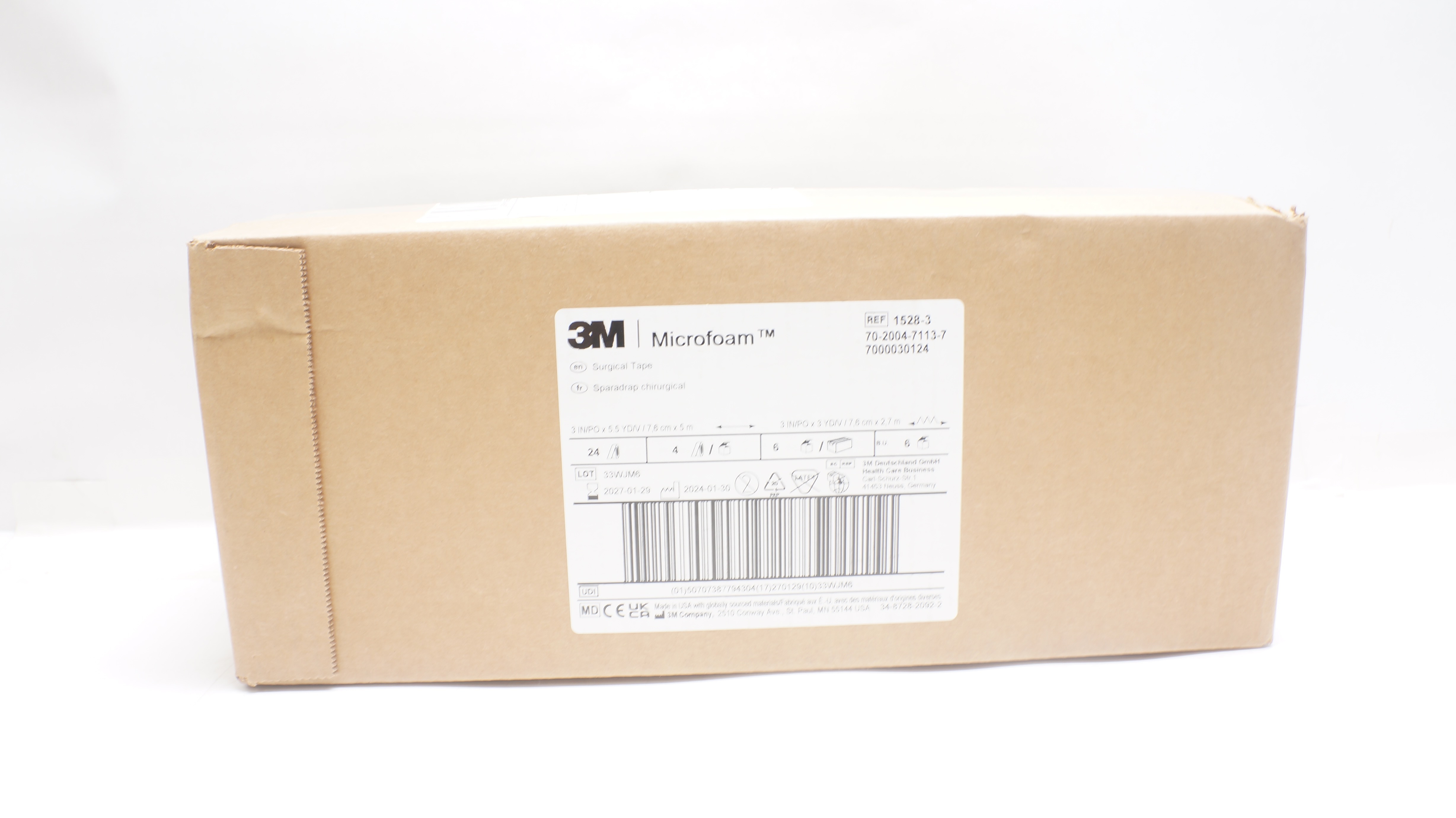 3M 1528-3 Microfoam Surgical Tape 3inch x 5.5yd 3inch x 3yd - Case of 24