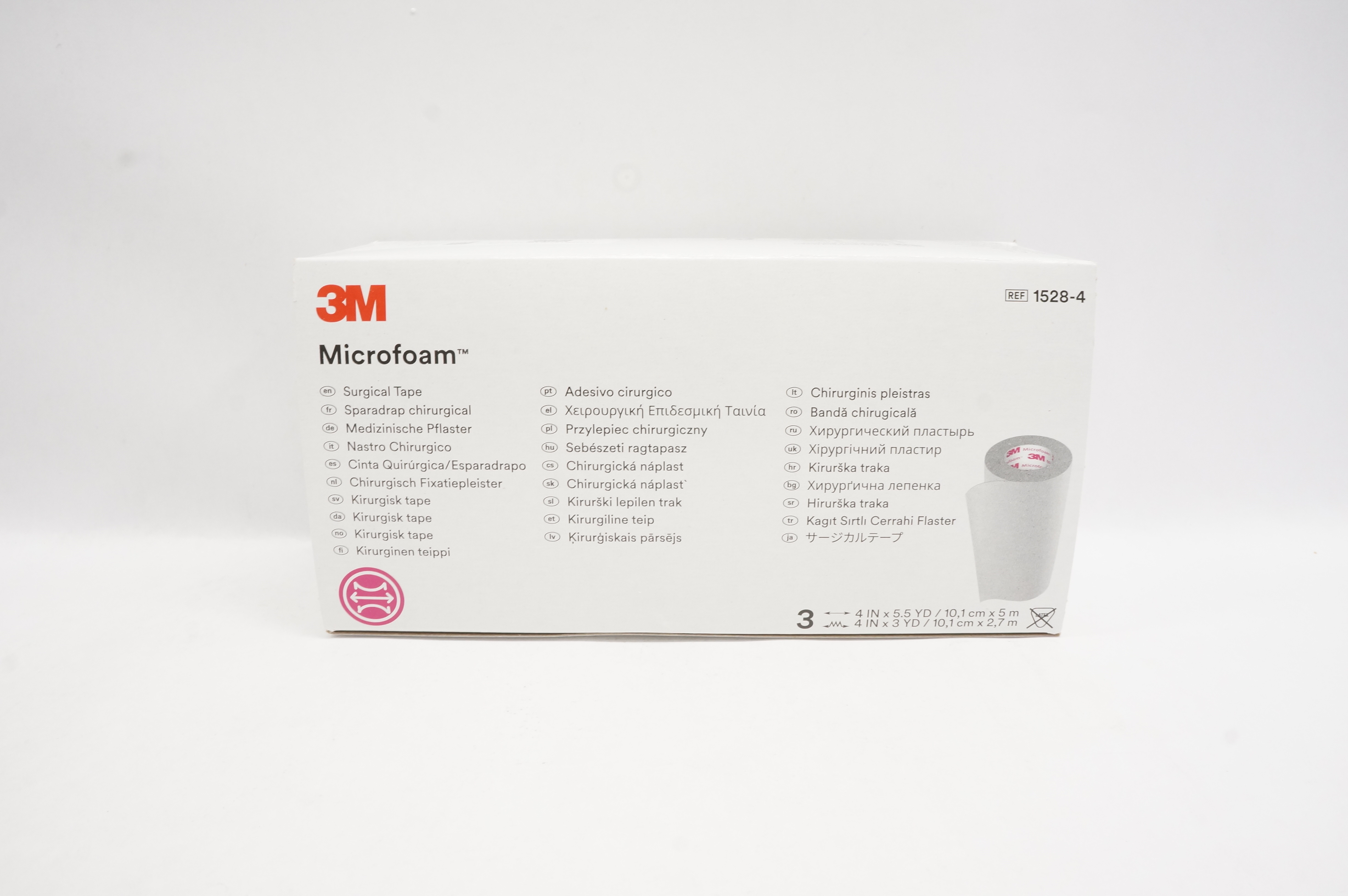 3M 1528-4 Microfoam Surgical Tape 4 inch x 5.5yd 4 inch x 3yd - Box of 3