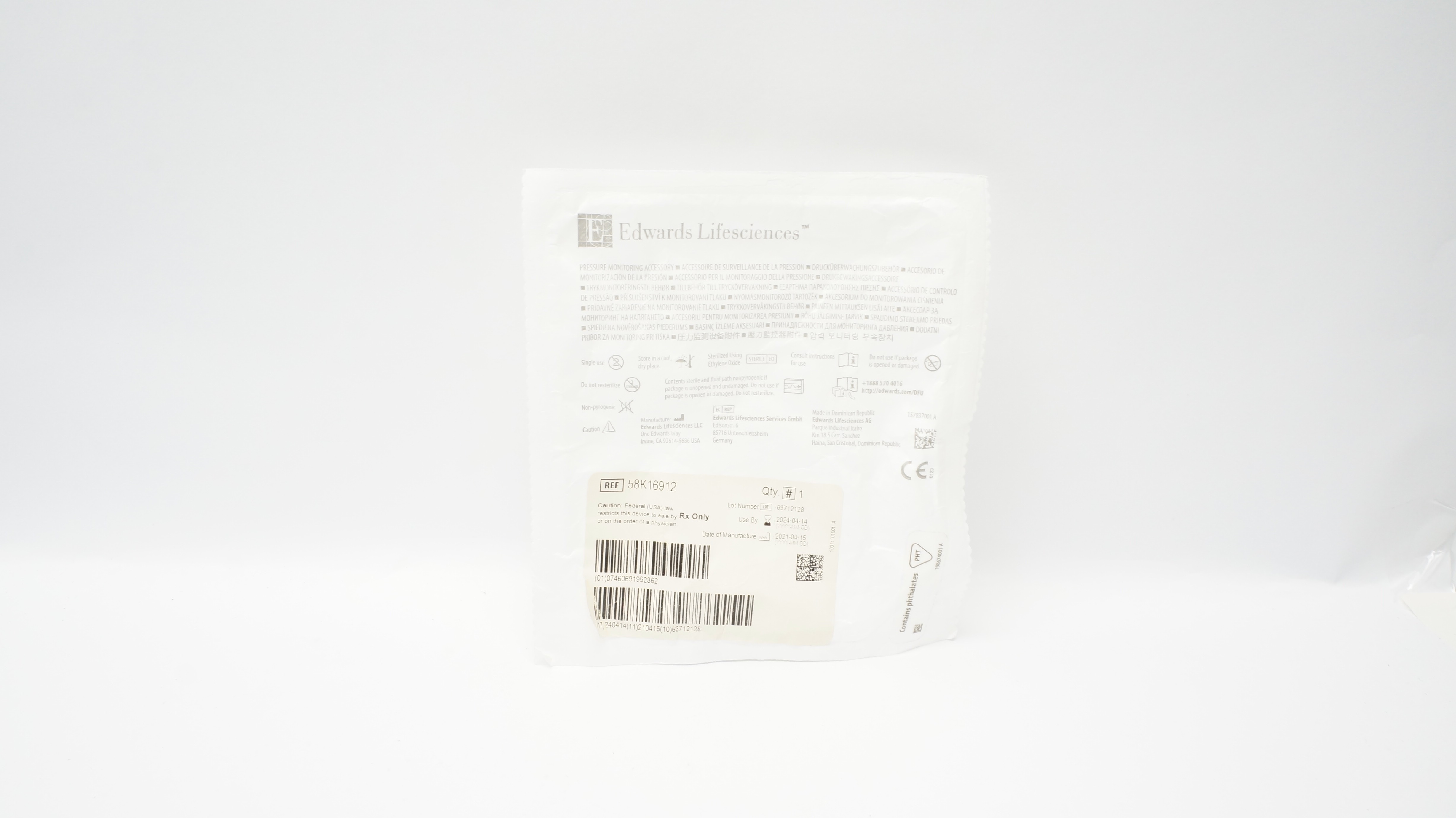 Edwards Lifesciences 58K16912 pressure Monitoring Accessory (x)