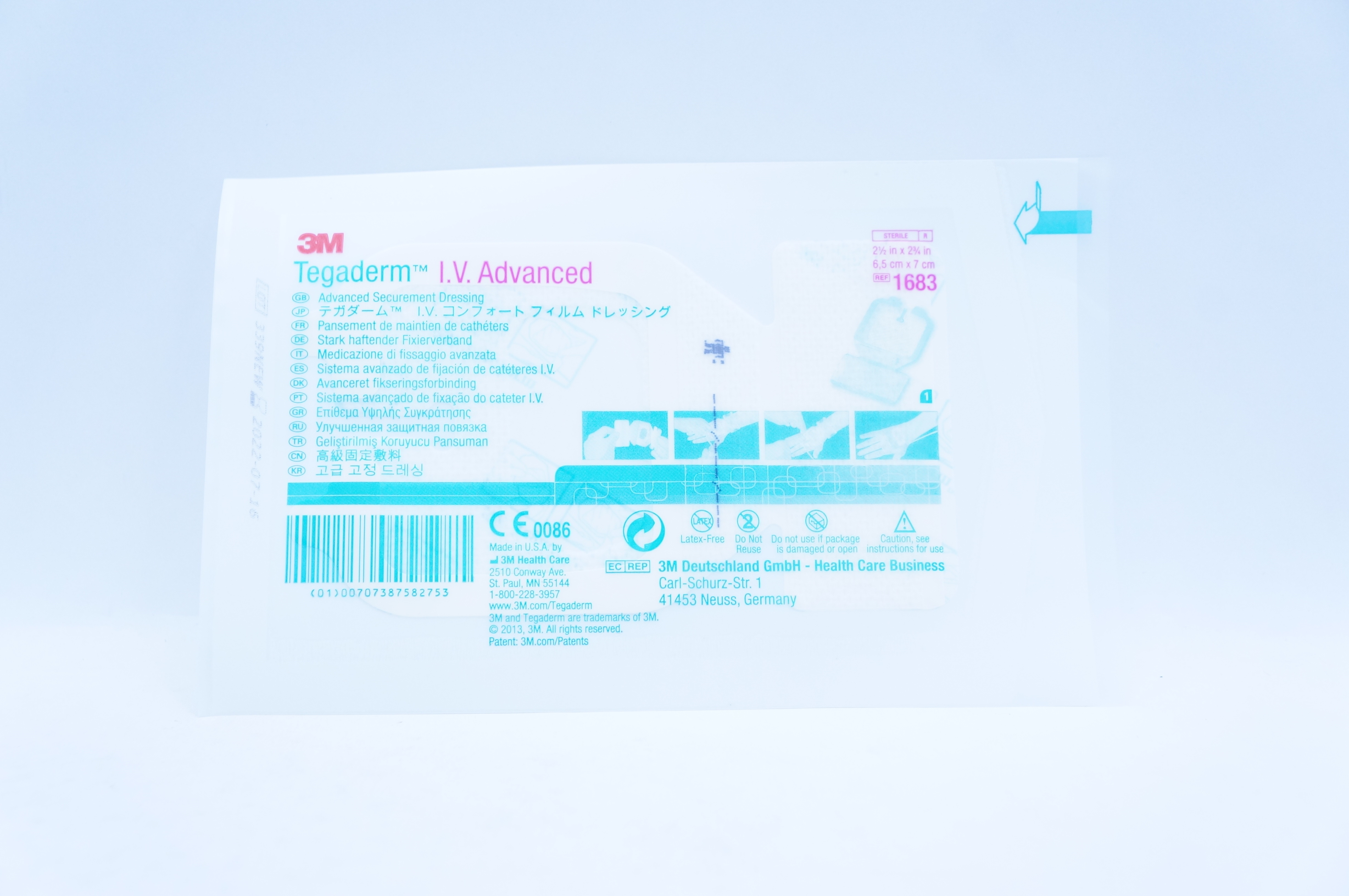 3M 1683 Tegaderm I.V. Advanced Securement Dressing 2 1/2 x 2 3/4 inch