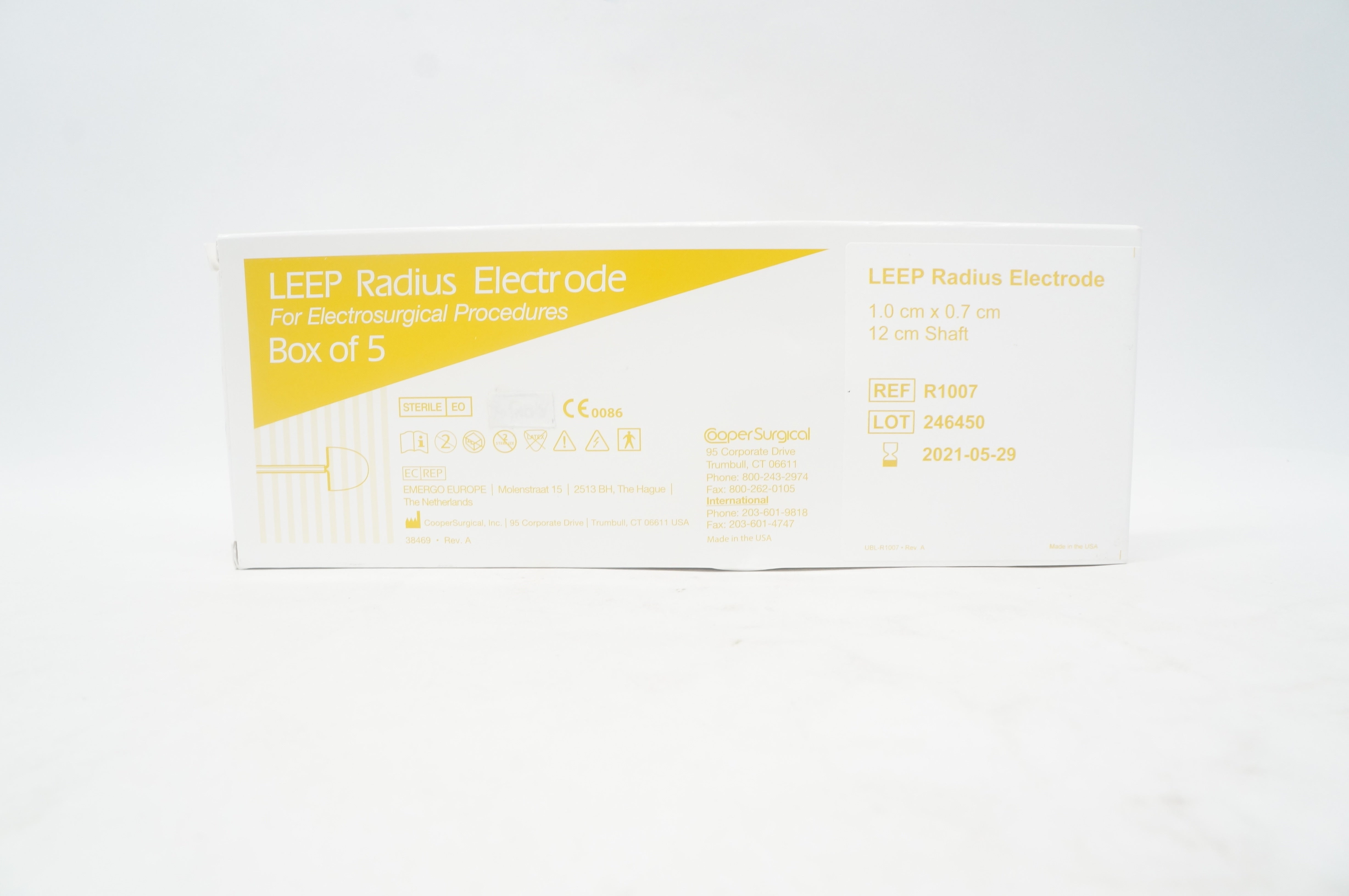 Cooper Surgical R1007 LEEP Radius Electrode 1.0 x 0.7cm Shaft12cm (x) - Box of 5