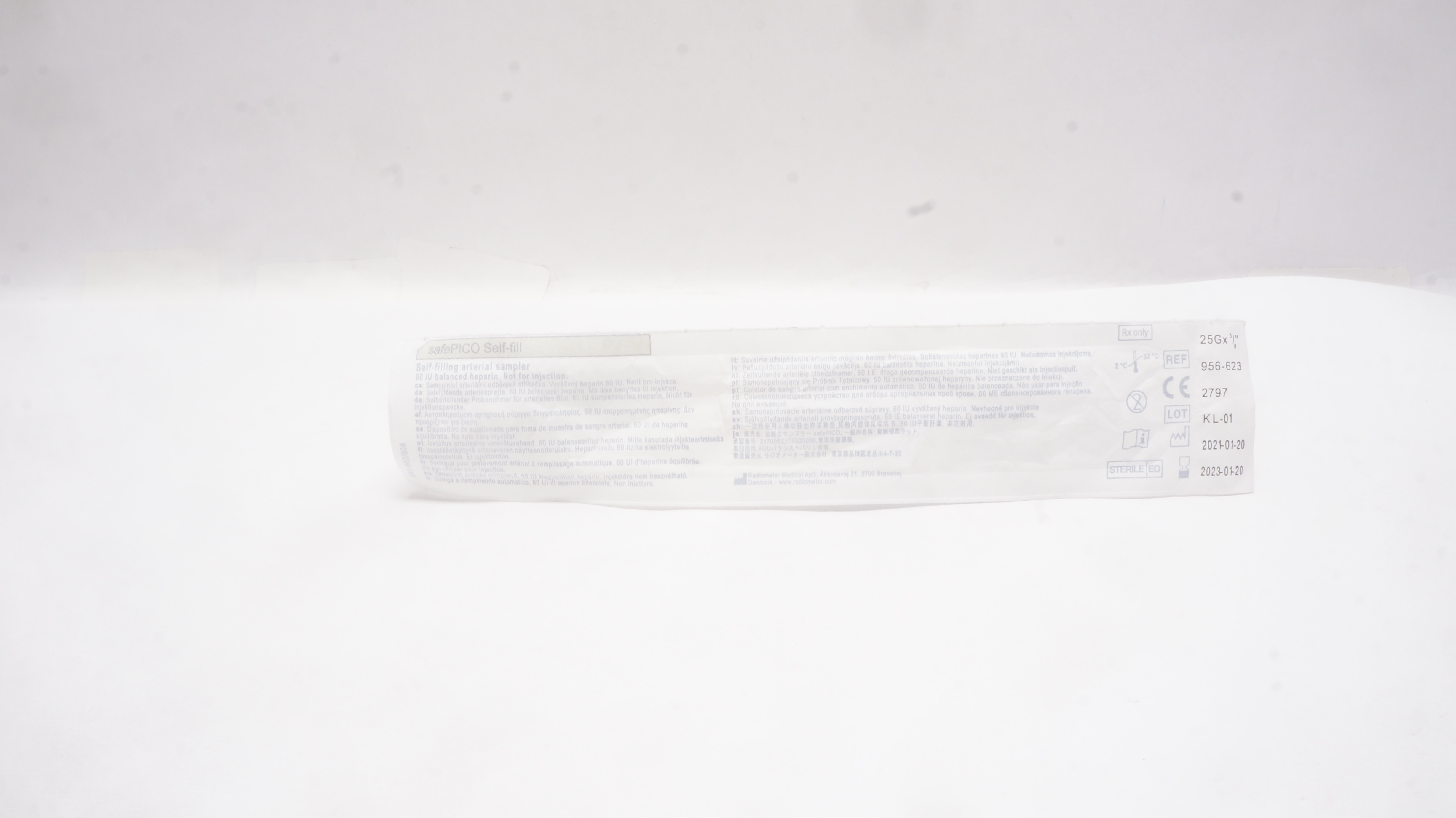 Radiometer Medical 956-623 SafePico Self-Filling Arterial Sampler 25Gx5/8inch(x)