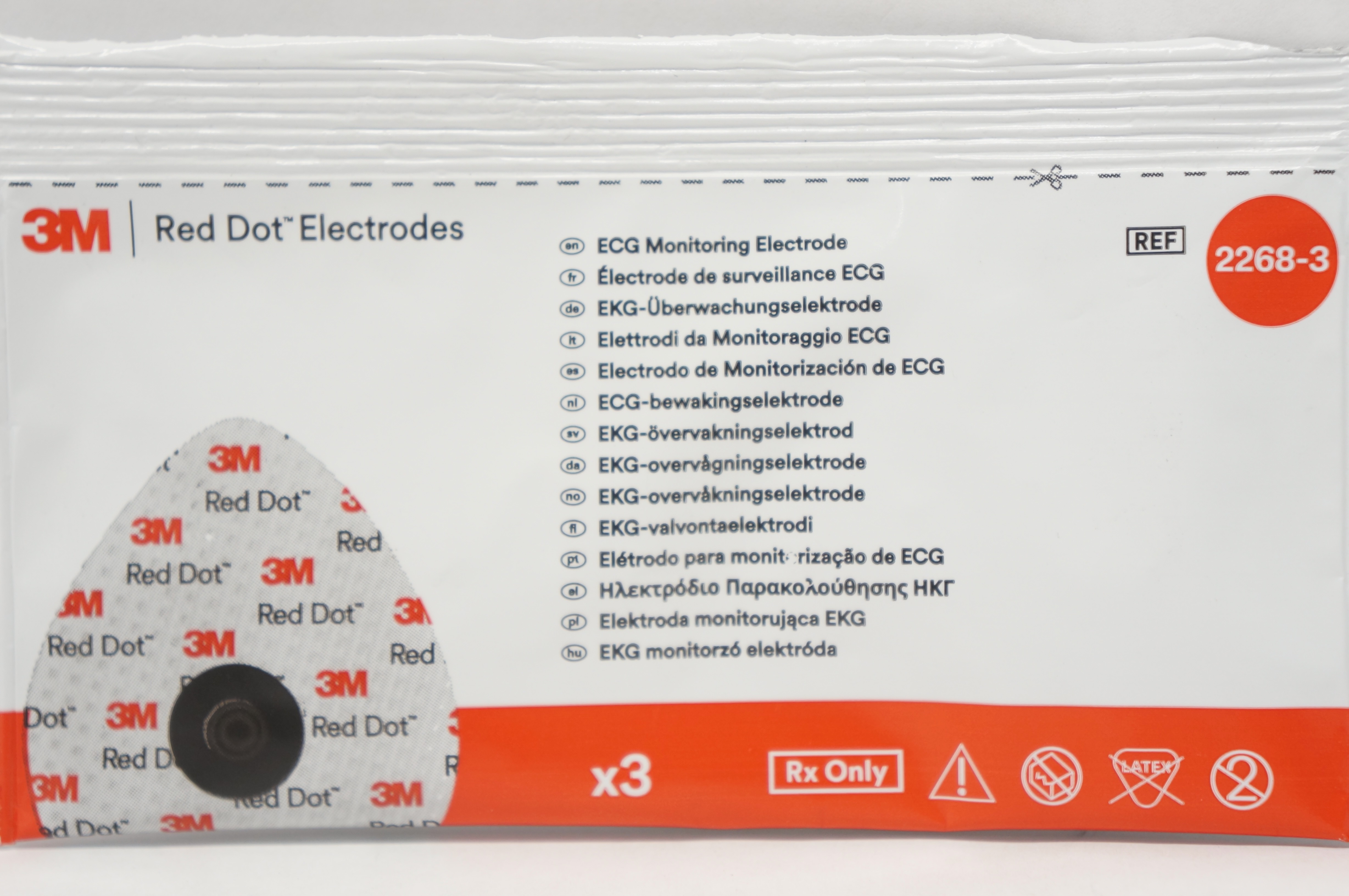3M 2268-3 Red Dot ECG Monitoring Electrode (x) - Pack of 3