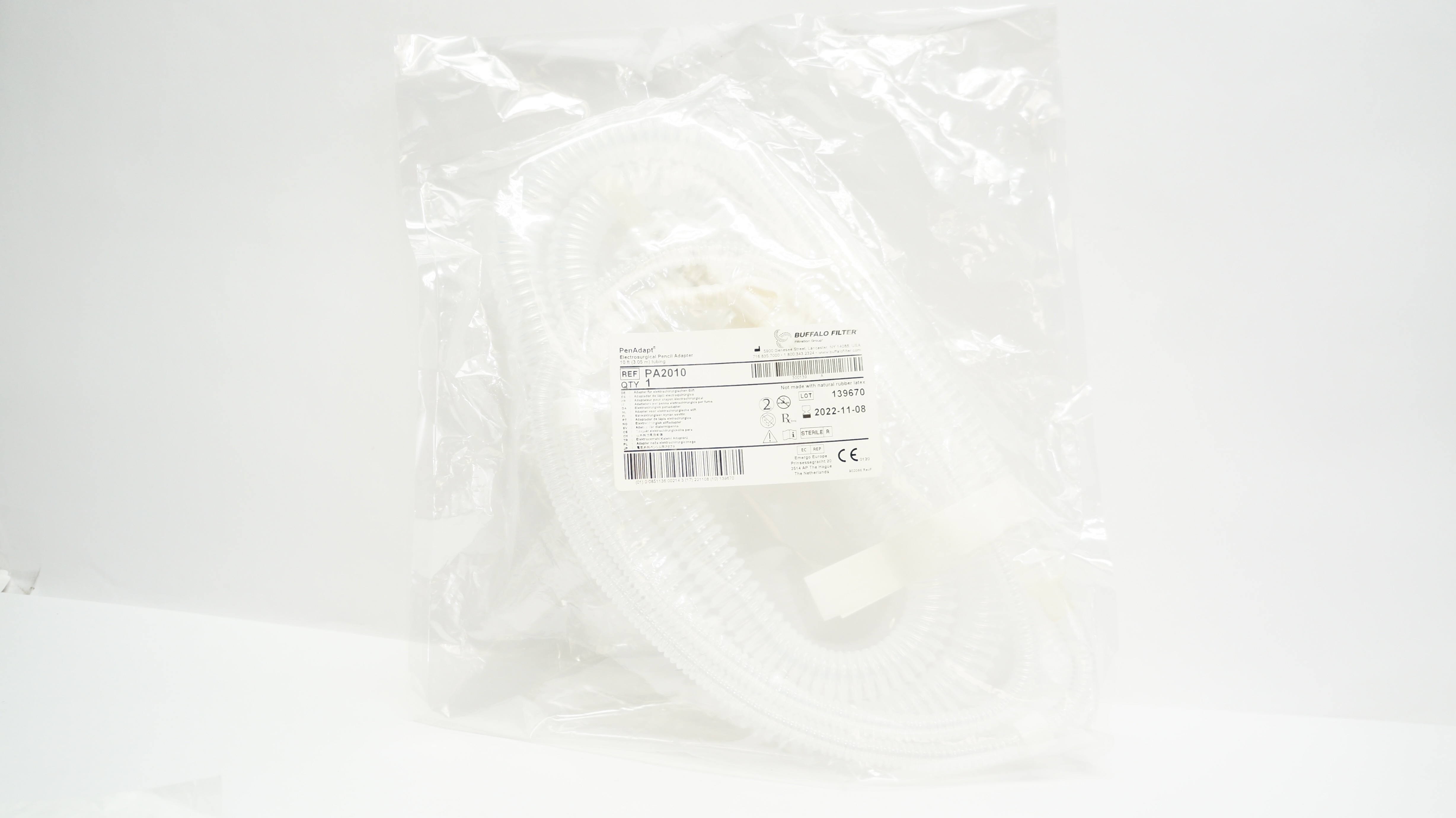 Buffalo Filter PA2010 PenAdapt Electrosurgical Pencil Adapter 10 ft