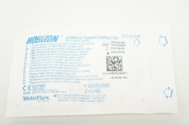 Teleflex 002204 Horizon Medium Titanium Ligating Clips - Pack of 24