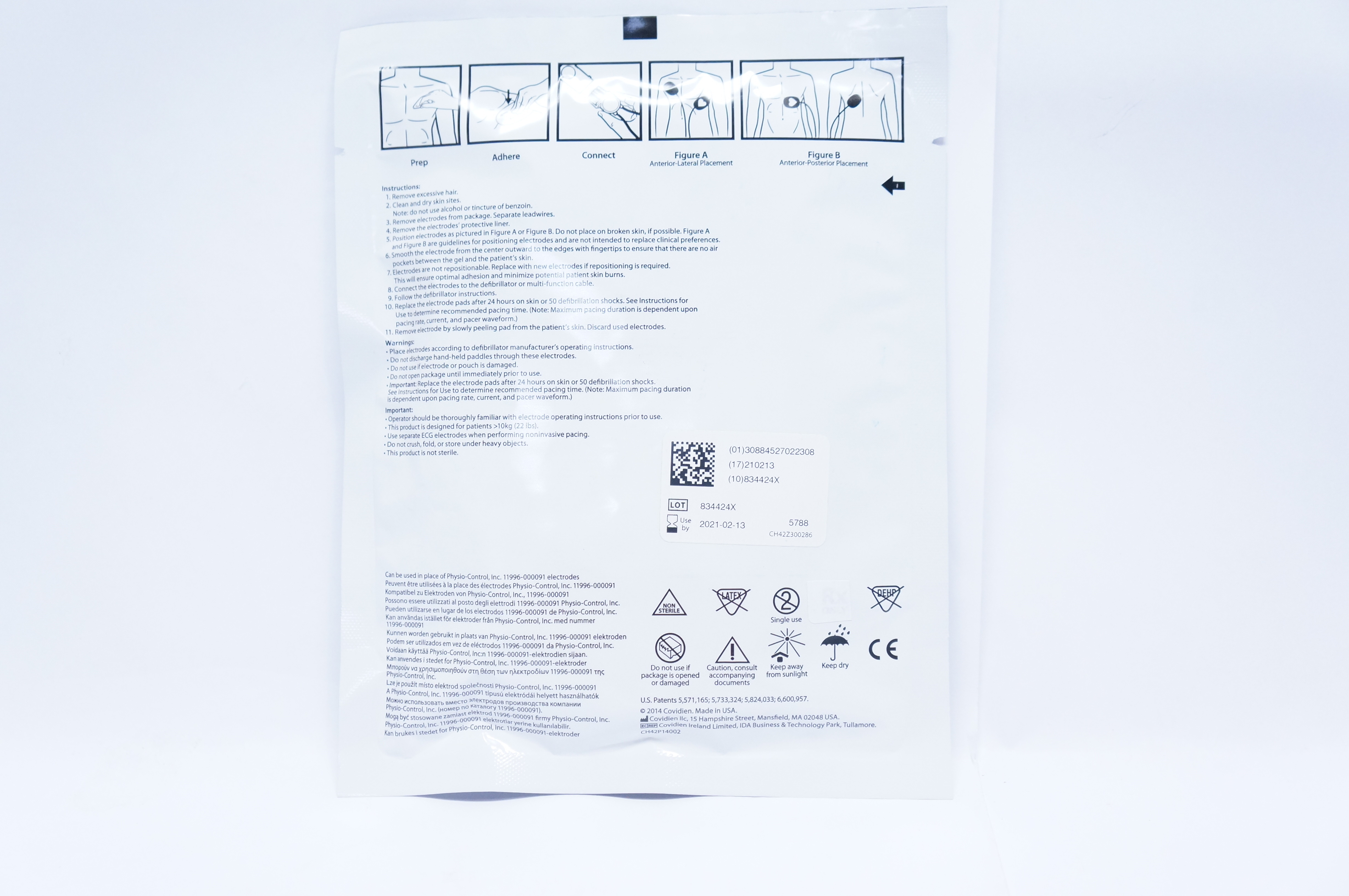Covidien 22550A Medi-Trace Cadence Adult Defibrillation Electrodes >22Ibs (10kg)