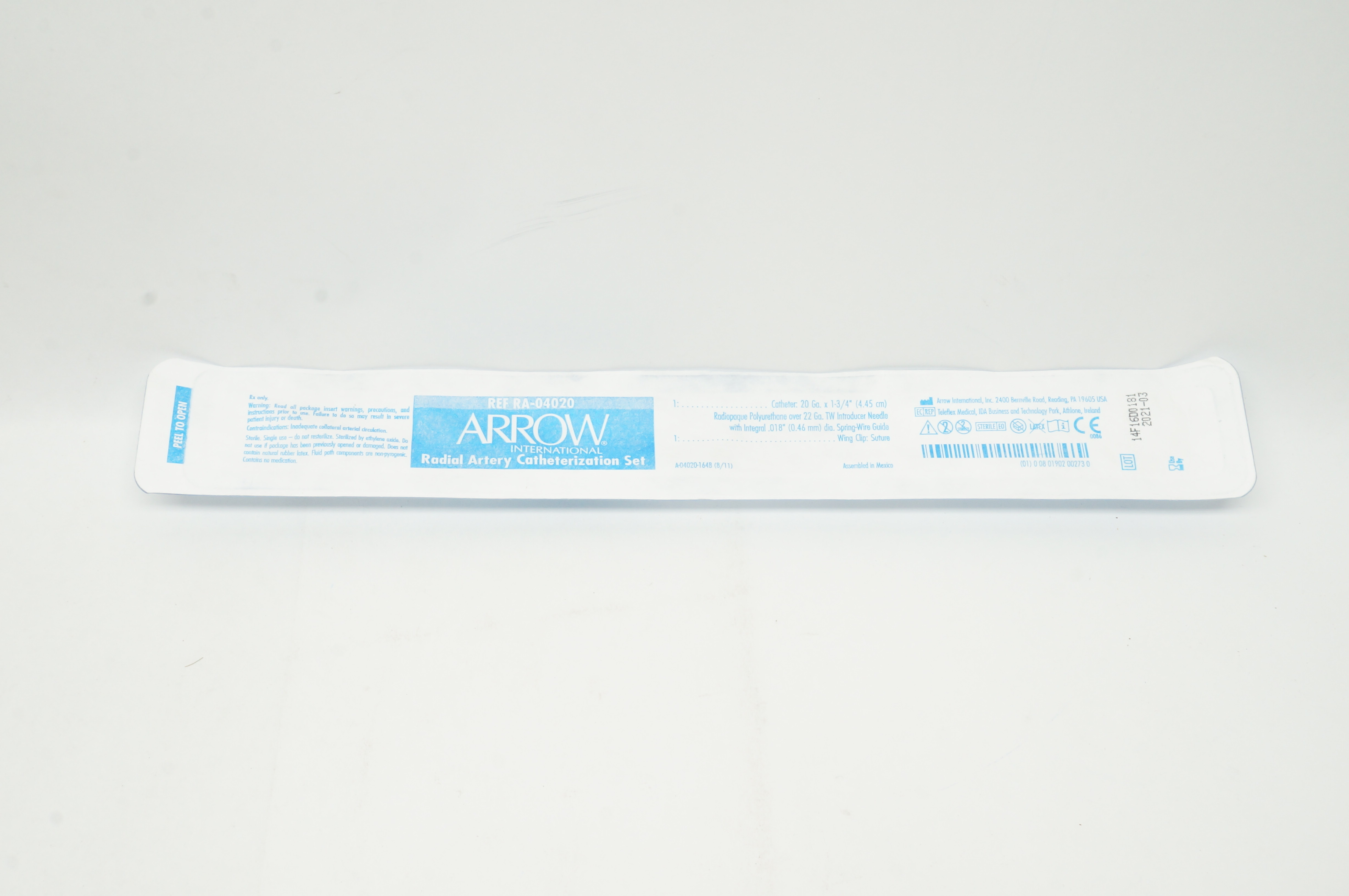 Arrow RA-04020 Radial Artery Catheterization Set 20Ga x 1-3/4inch (x)