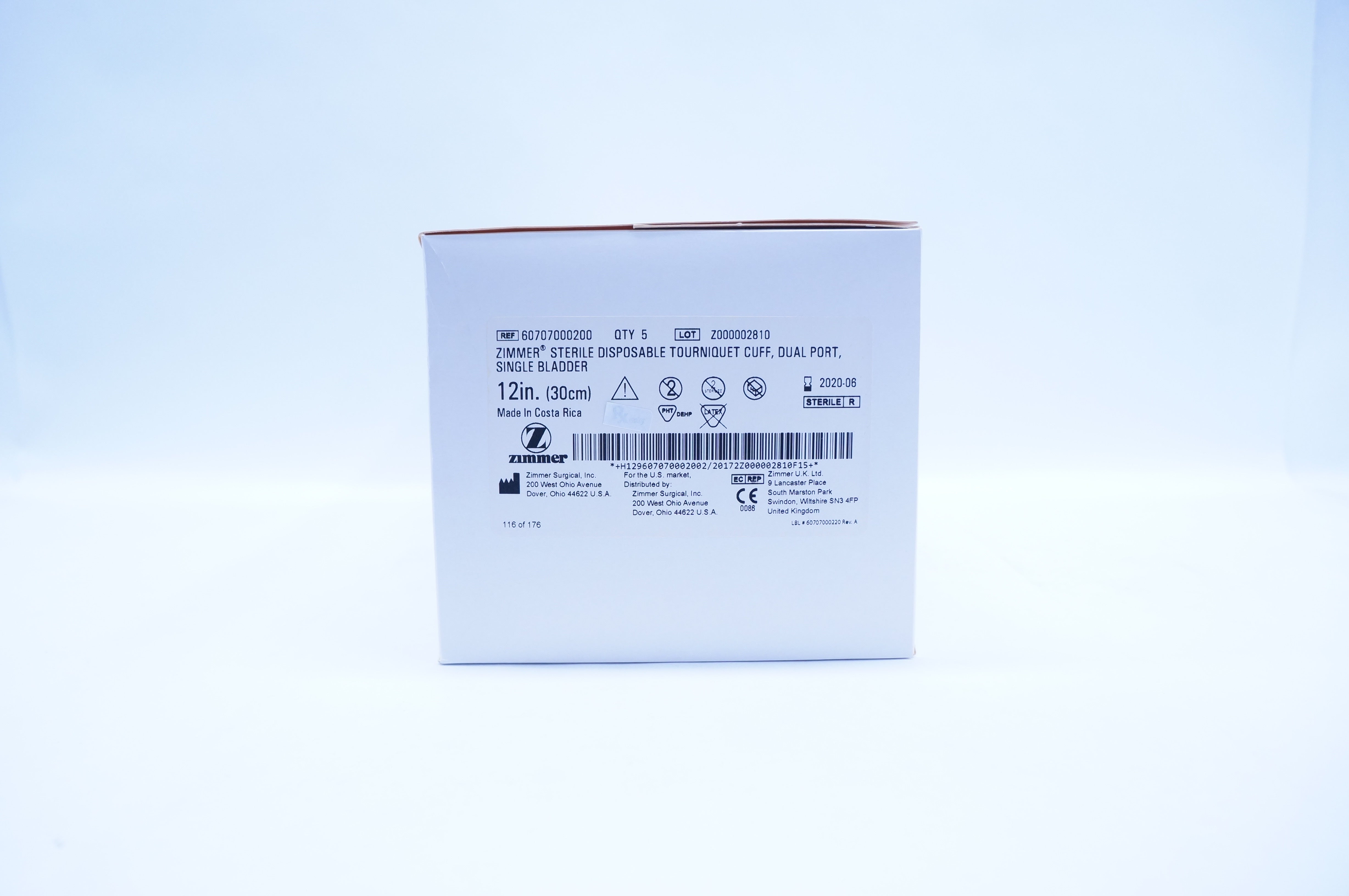 Zimmer 60707000200 Sterile Disposable Tourniquet Cuff, 12inch (x) - Box of 5