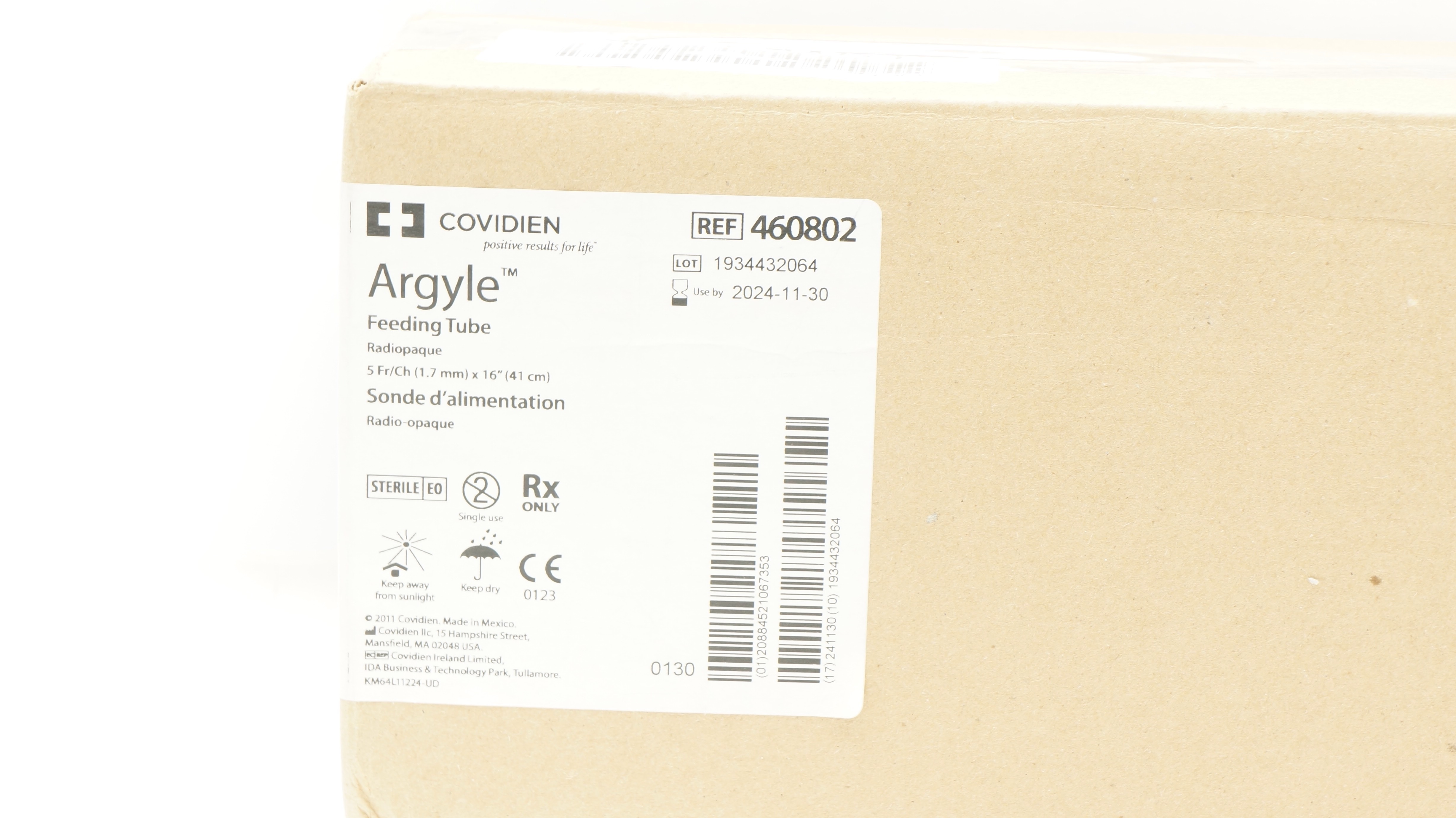 Covidien 460802 Argyle Feeding Tube Radiopaque 5Fr/Ch x 16 inch (x) - Case of 33