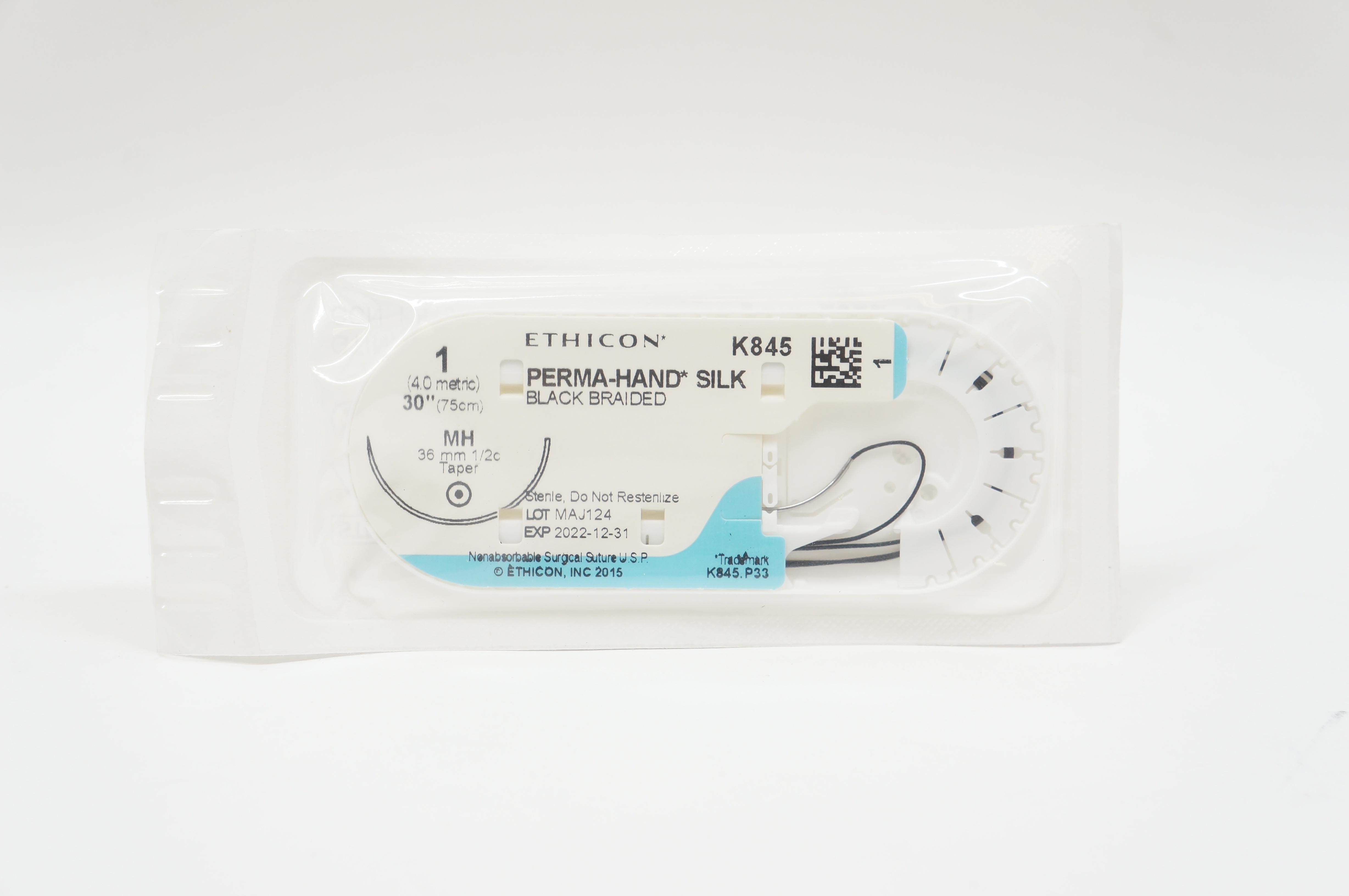 Ethicon K845 1 PERMA-HAND SILK, MH, 36mm 1/2c Taper, 30inch