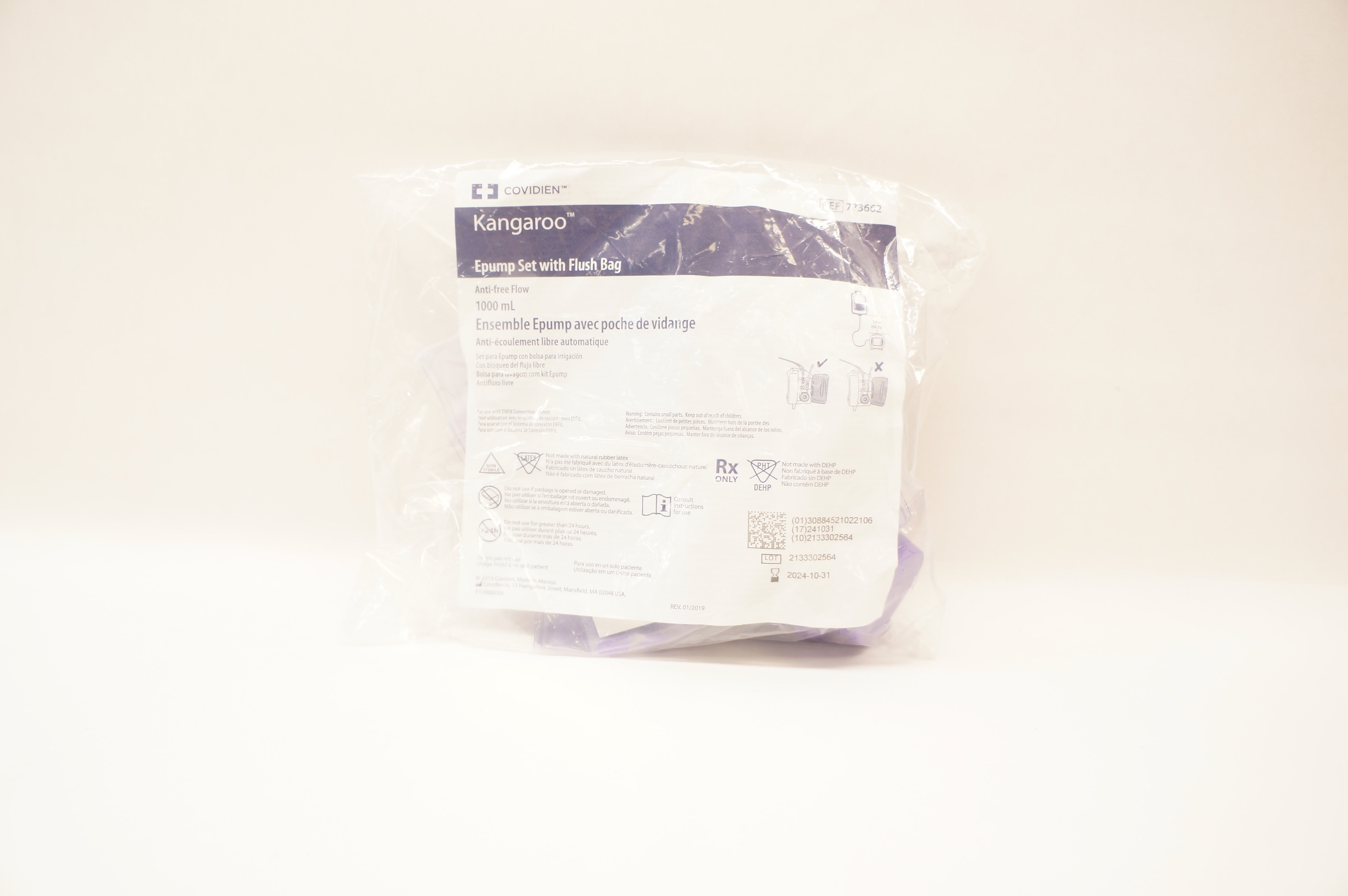 Covidien 773662 Kangaroo Epump Set with Flush Bag Anti-free Flow 1000ml