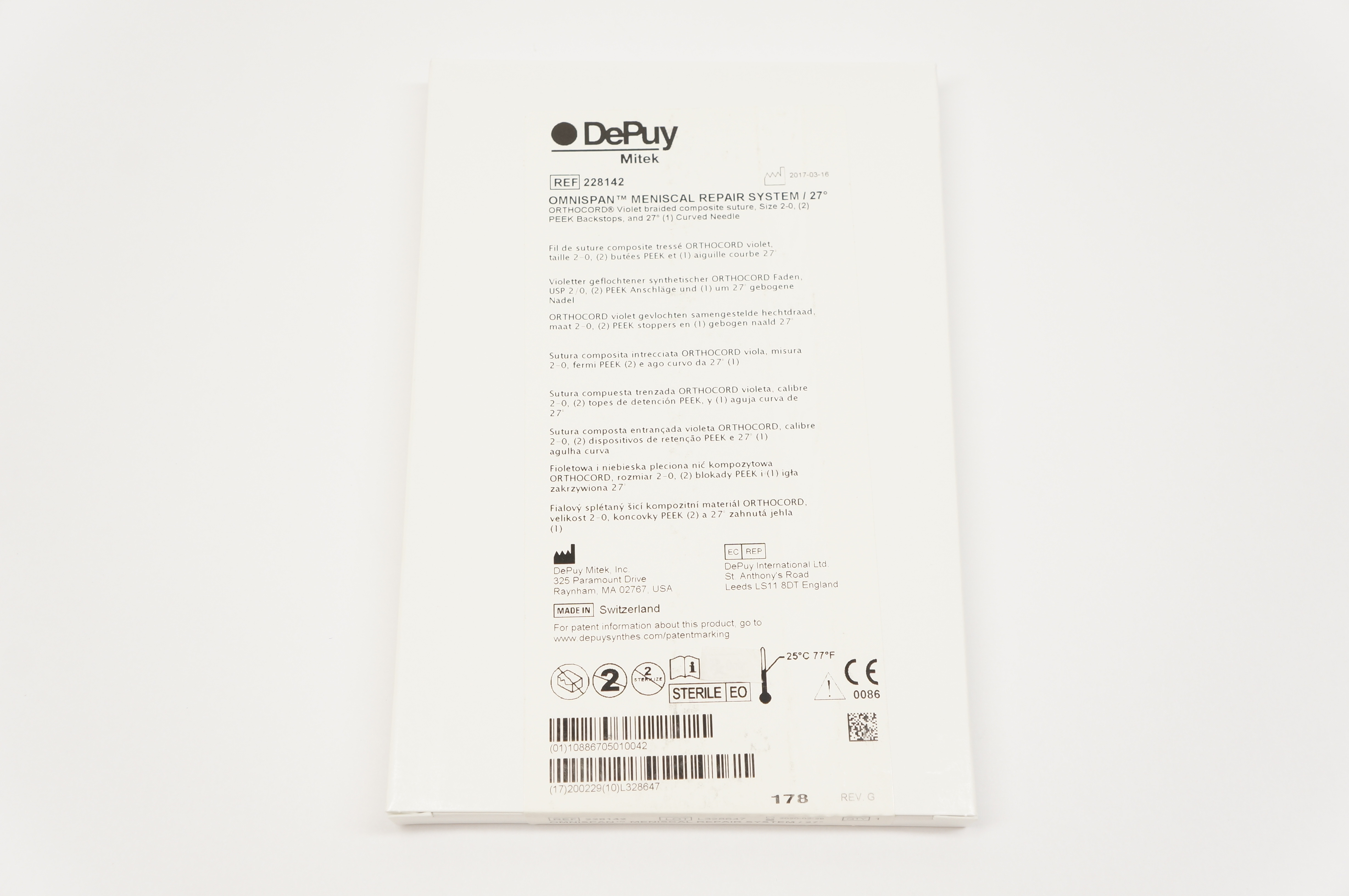 DePuy 228142 Omnispan Meniscal Repair System 27degree