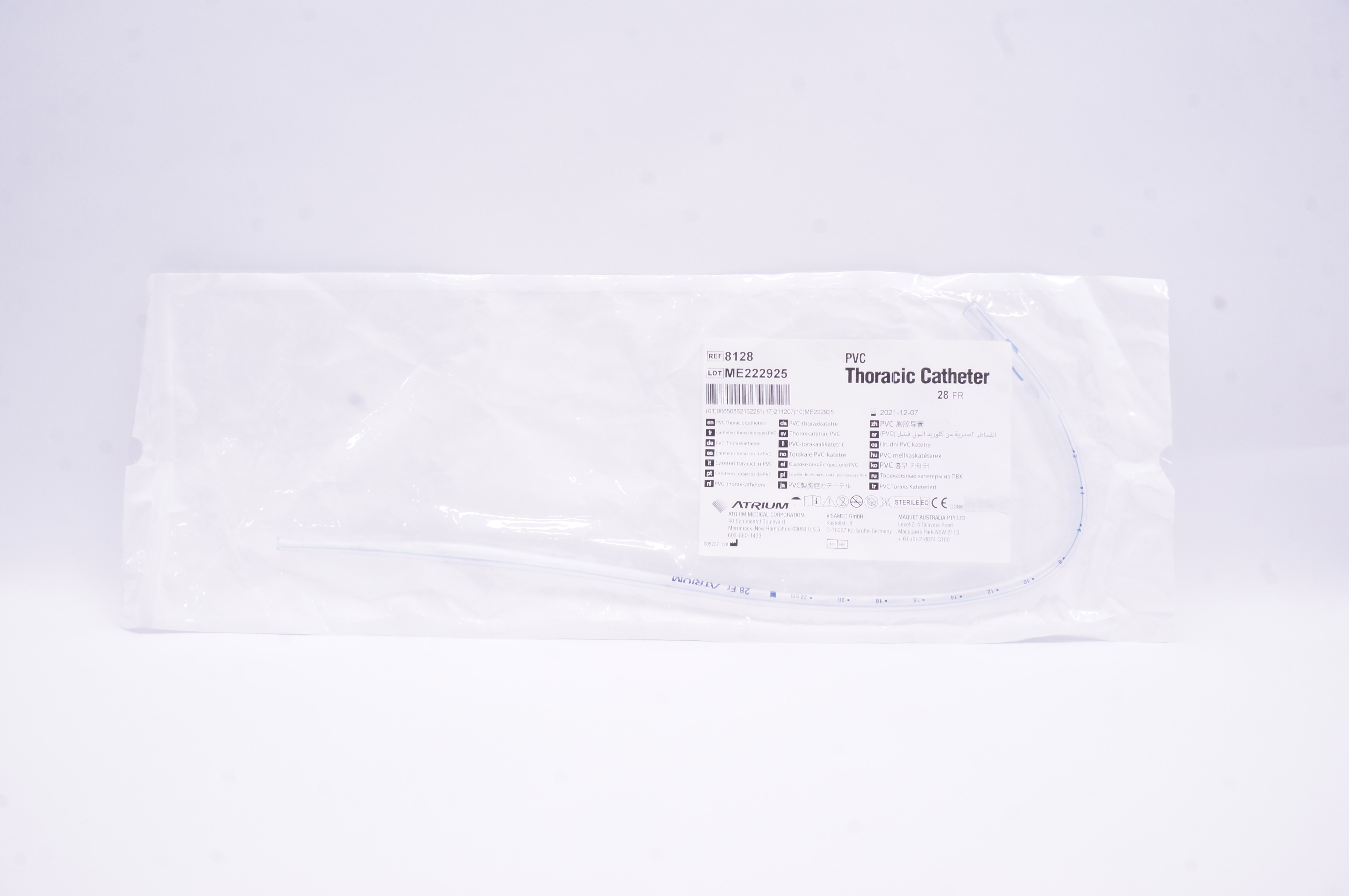 Atrium 8128 PVC Thoracic Cath. 28FR