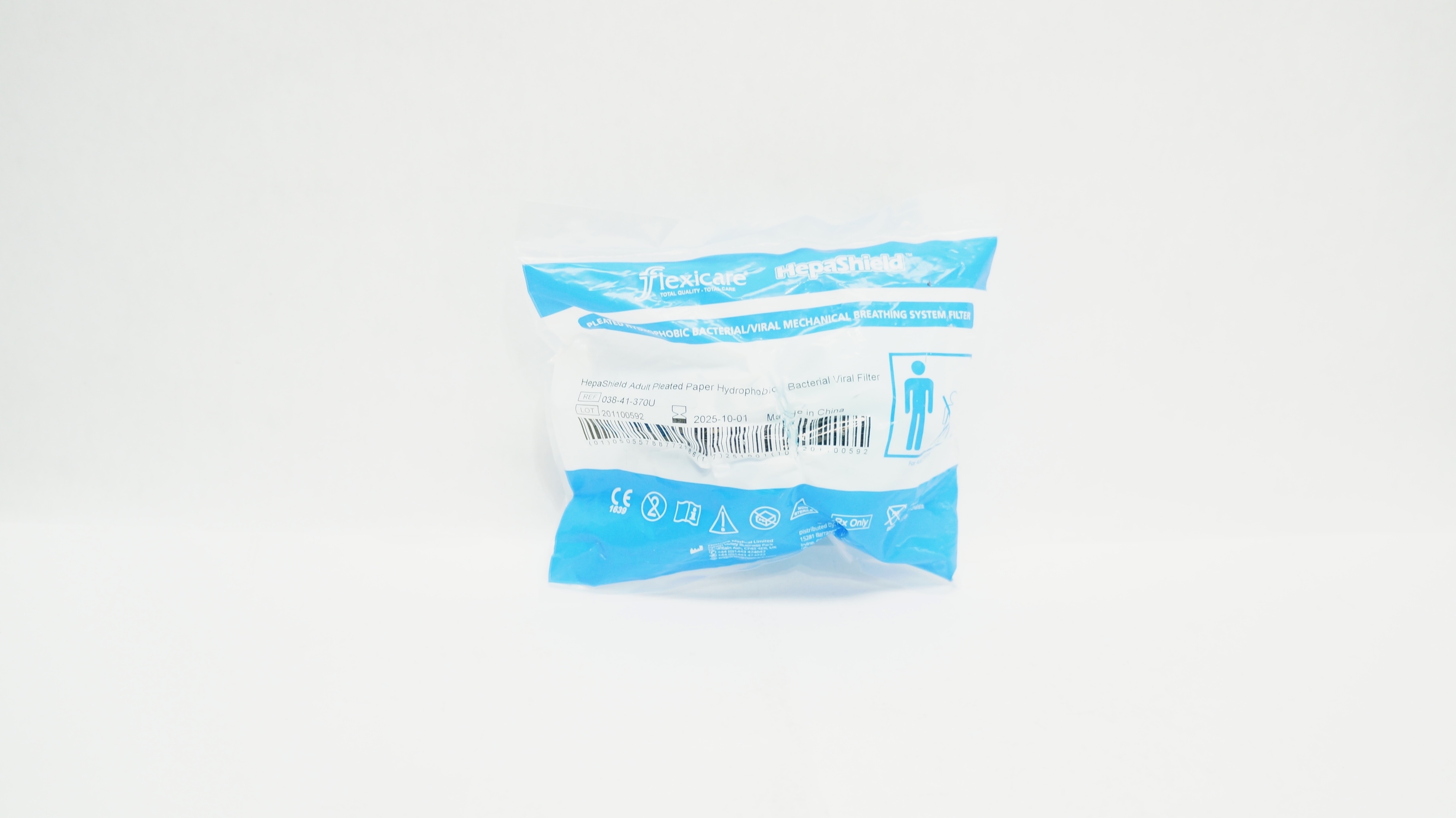 Flexicare 038-41-370U HepaShield Adult Pleated Paper Hydrophobic Viral Filter