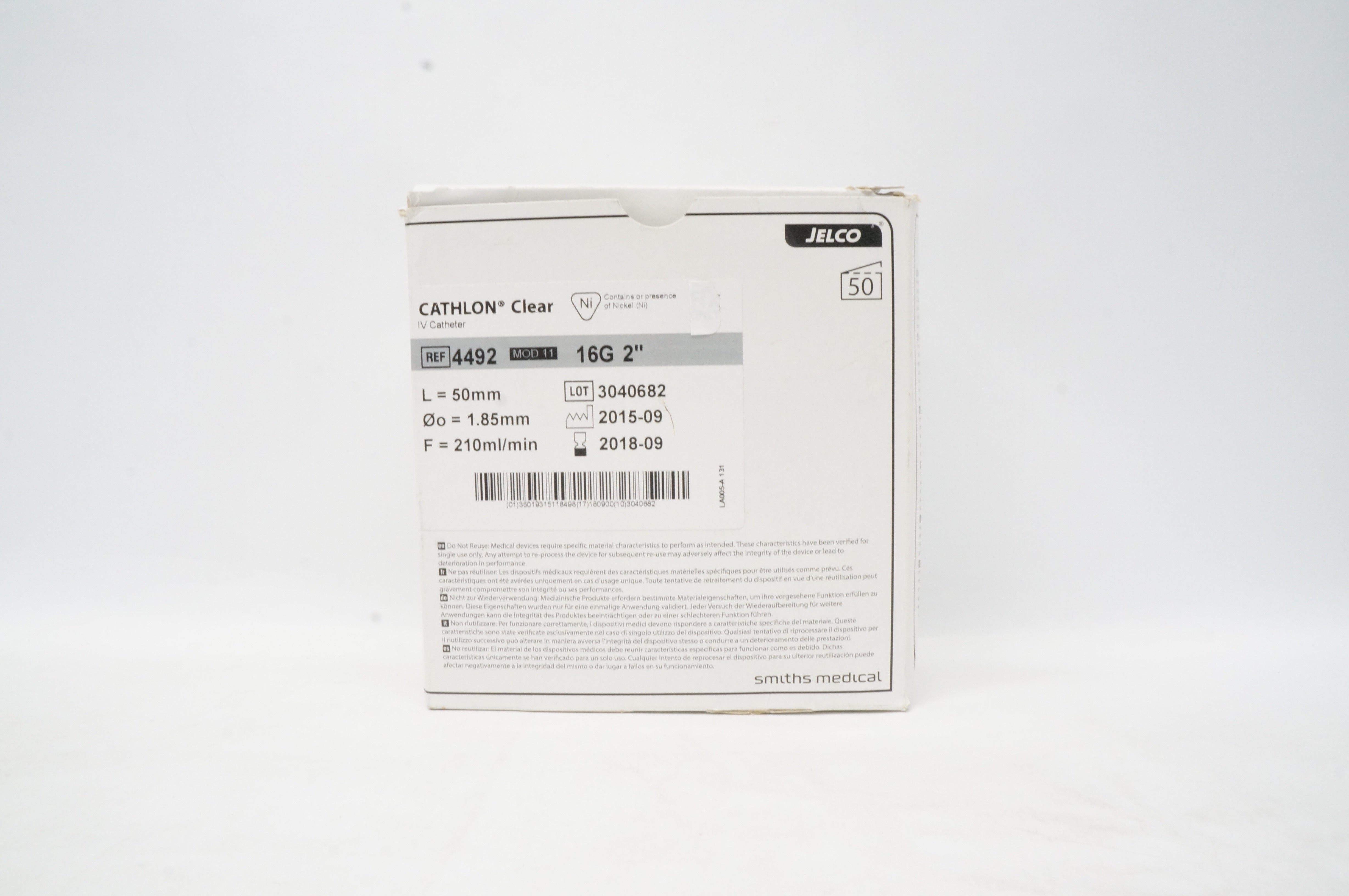 Smiths Medical 4492 Cathlon Clear I.V. Cath.16G x 2inch - Box of 50 (x)