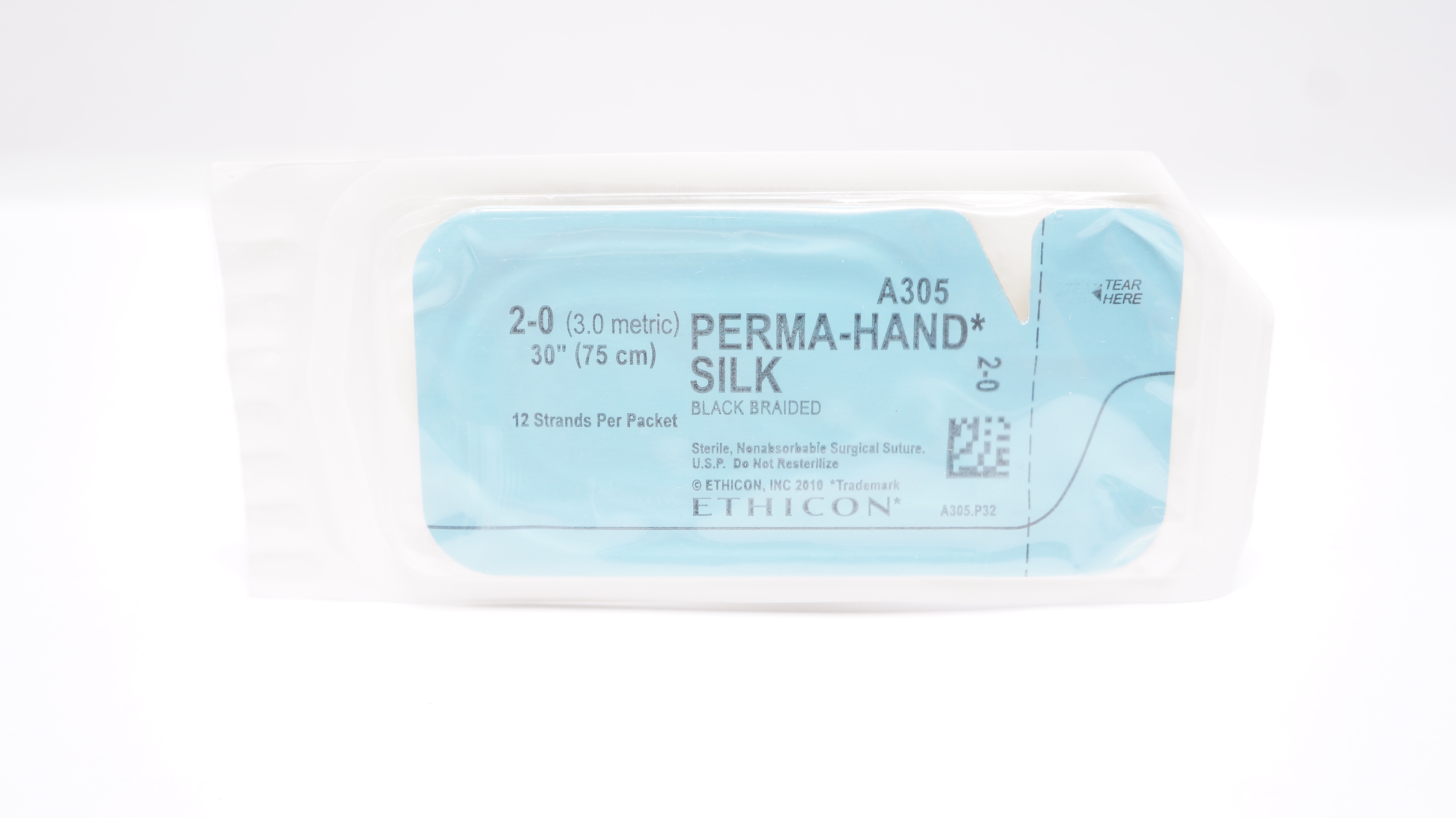 Ethicon A305 2-0 Perma-Hand Silk Black Braided Stre, 30inch