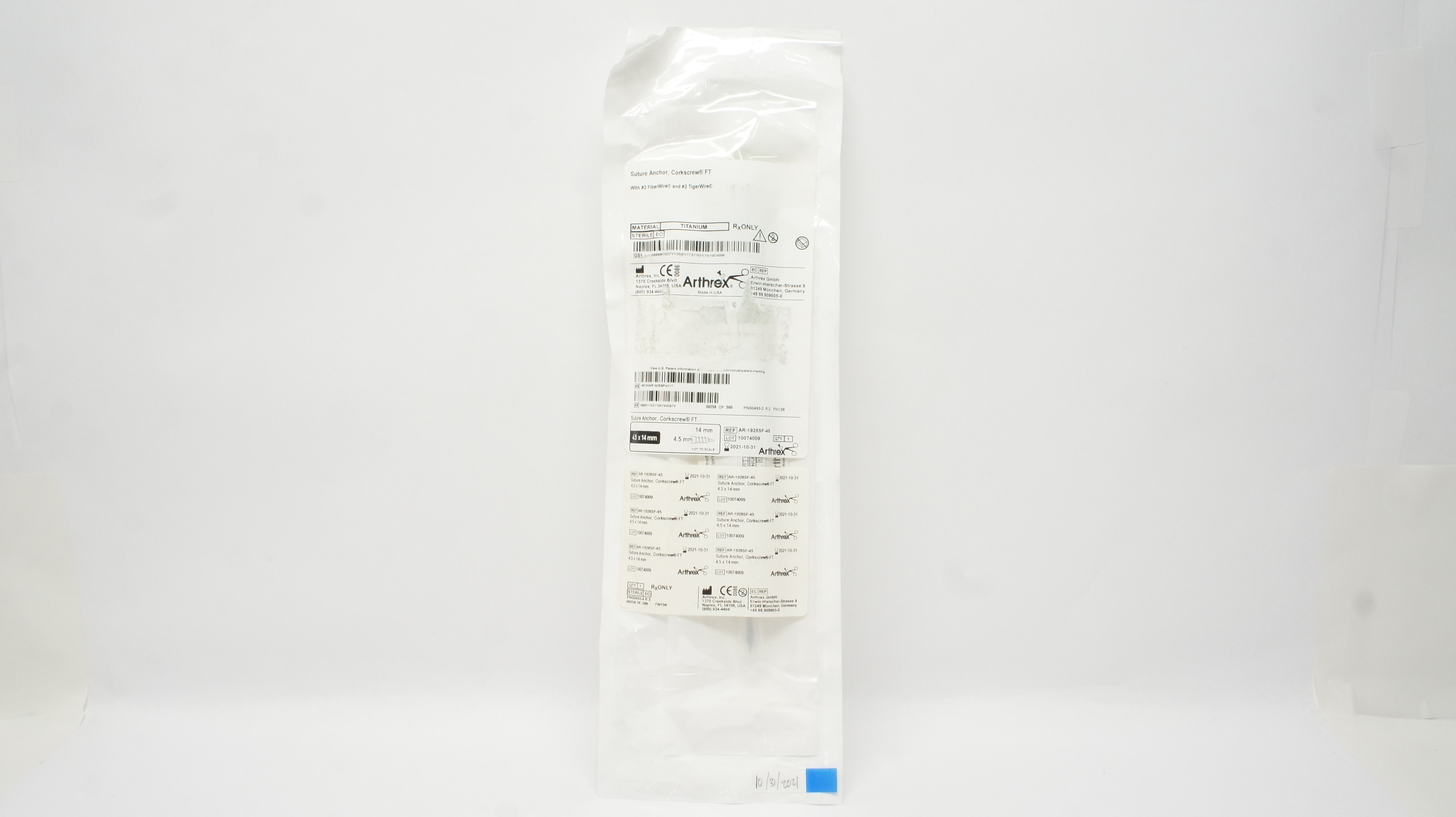 Arthrex AR-1928SF-45 Stre Anchor, Corkscrew FT 4.5 x 14mm (x)