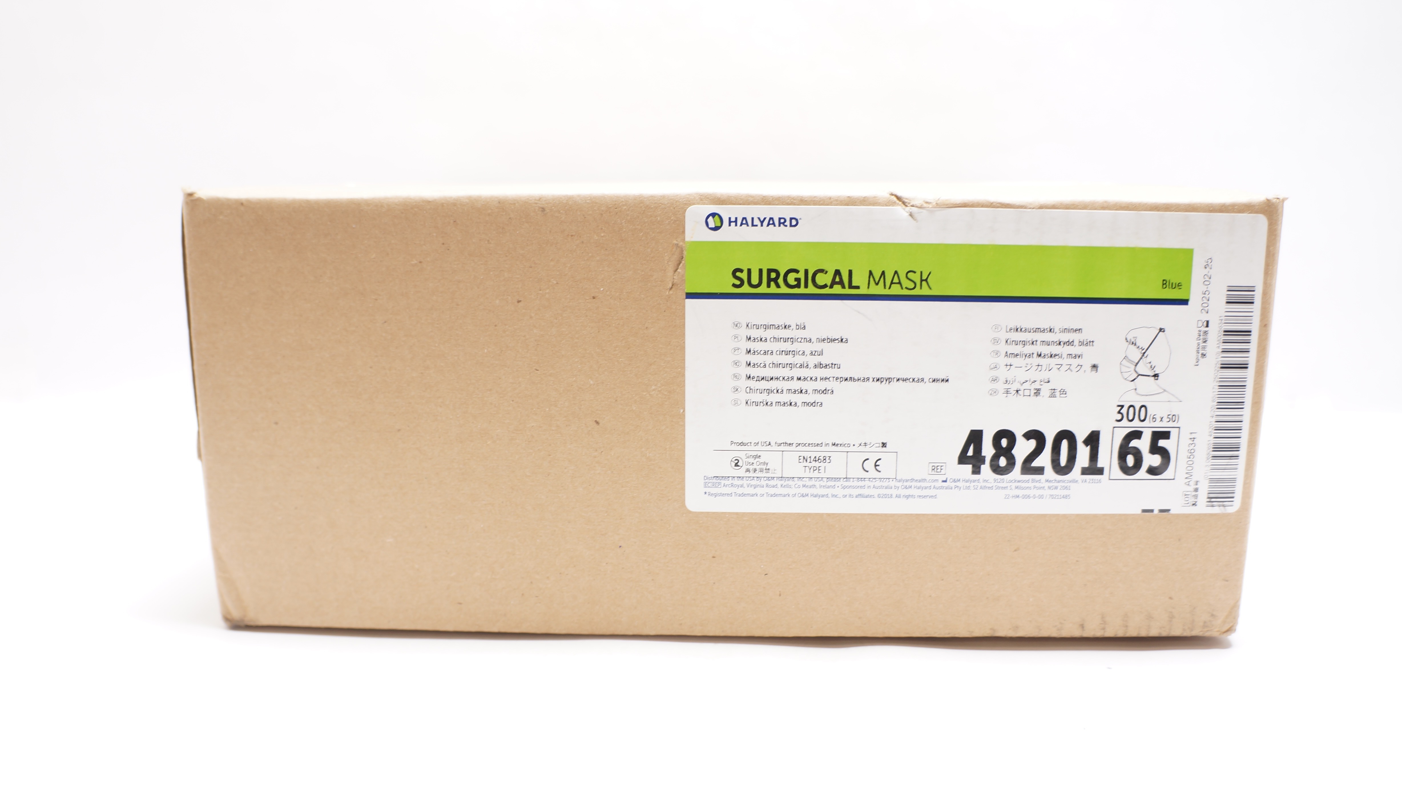 Halyard 4820165 Surgical Mask, Blue - Box of 300