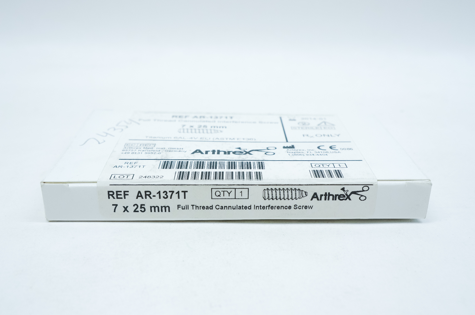 Arthrex AR-1371T Full Thread Cannulated Interference Screw 7 x 25mm (x)