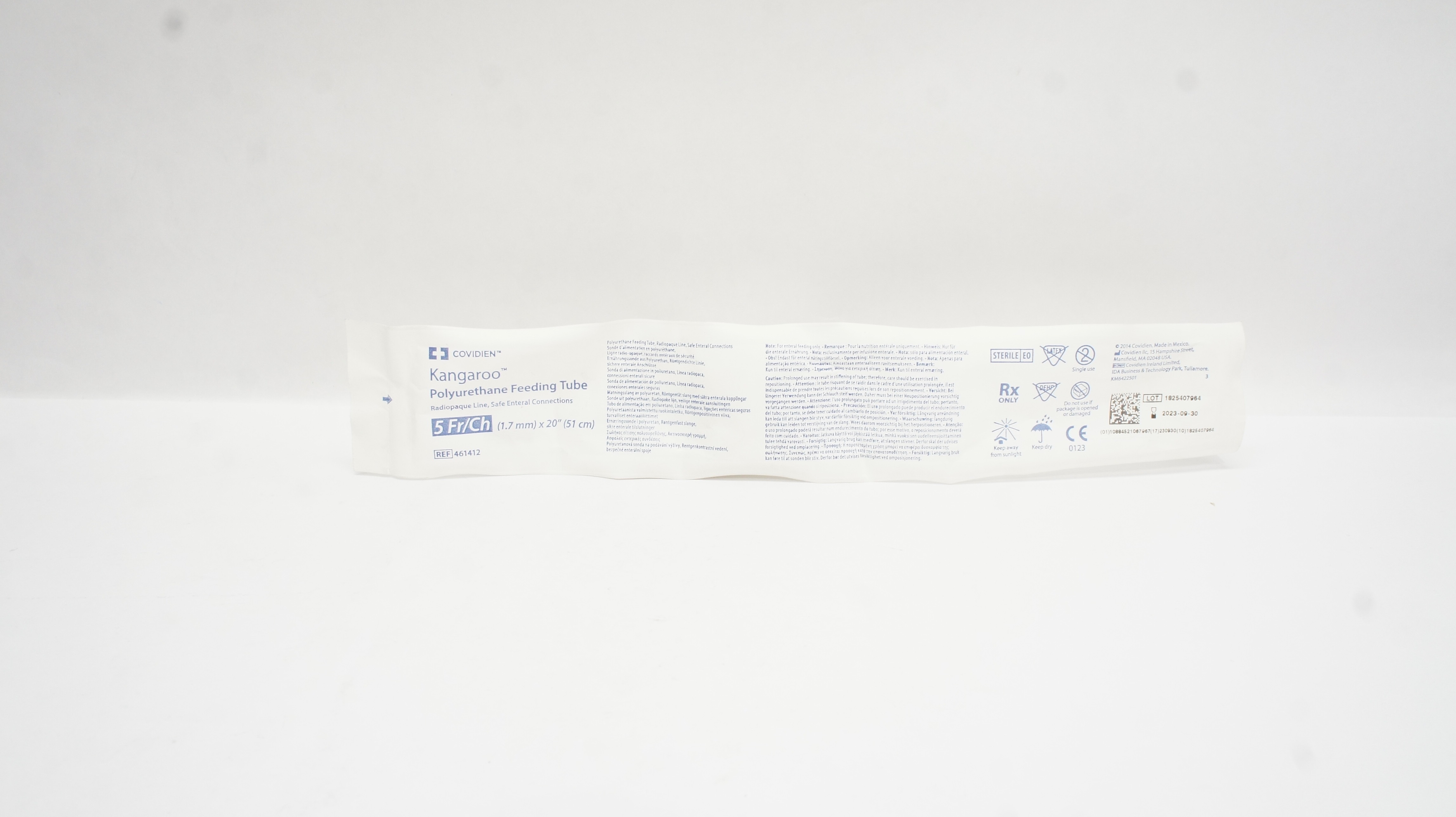 Covidien 461412E Kagaroo Polyurethane Feeding Tube 5Fr/Ch x 20inch (x)