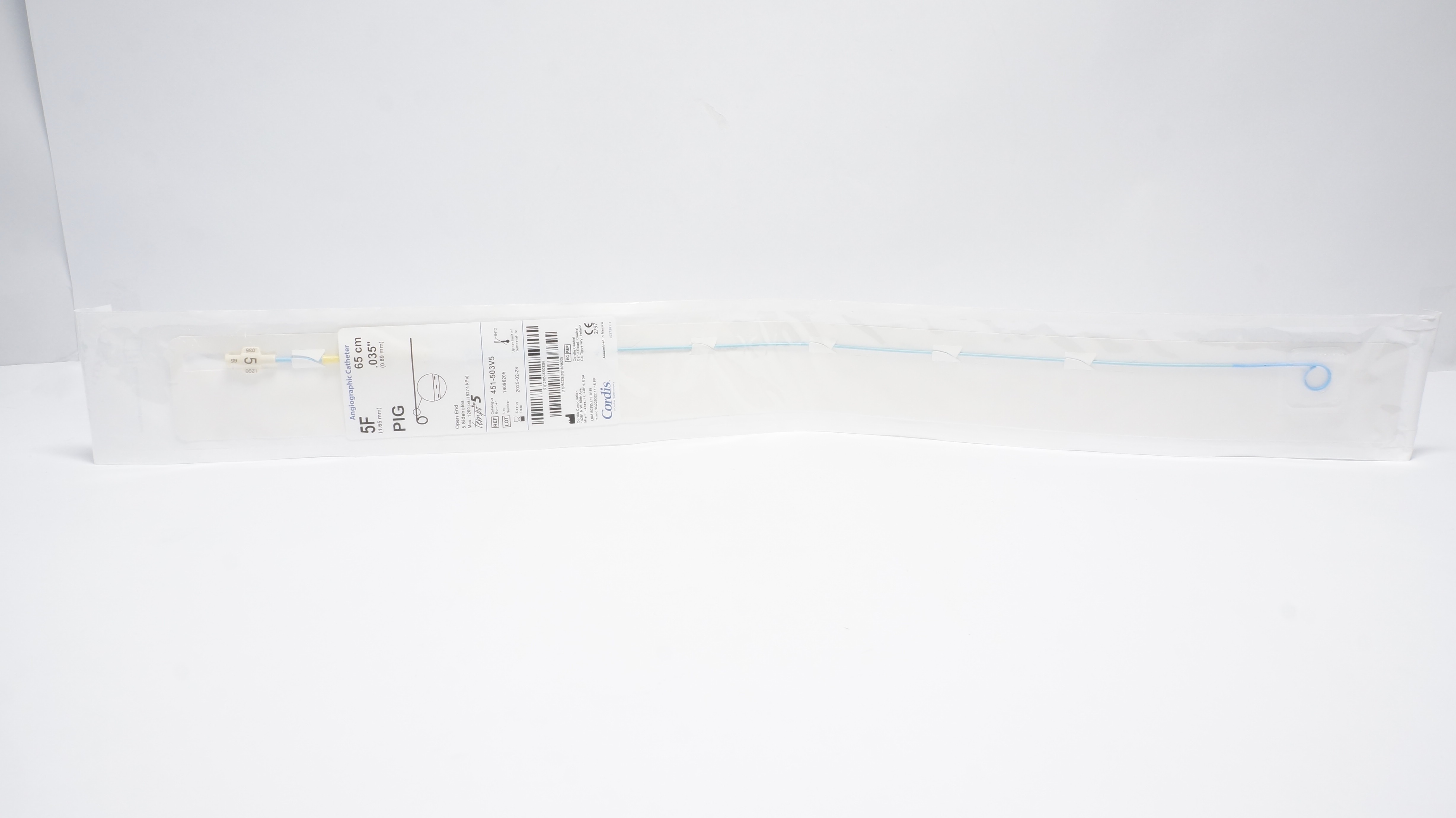 Cordis 451-503V5 Angiographic Cath. 5Fx 65cm x .035In PIG Open End (x)