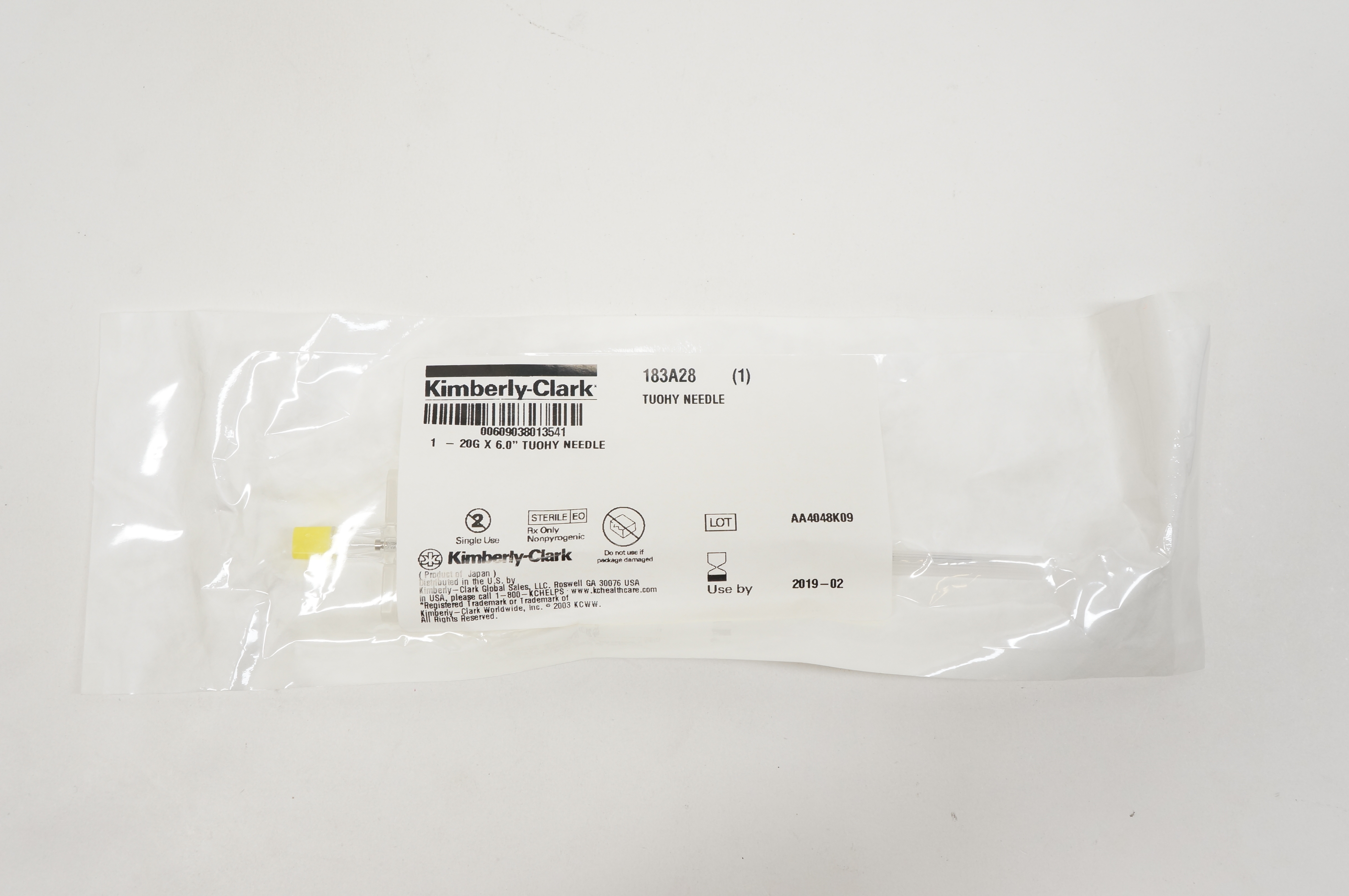 Kimberly-Clark 183A28 Tuohy Ndle 20G x 6inch (x)