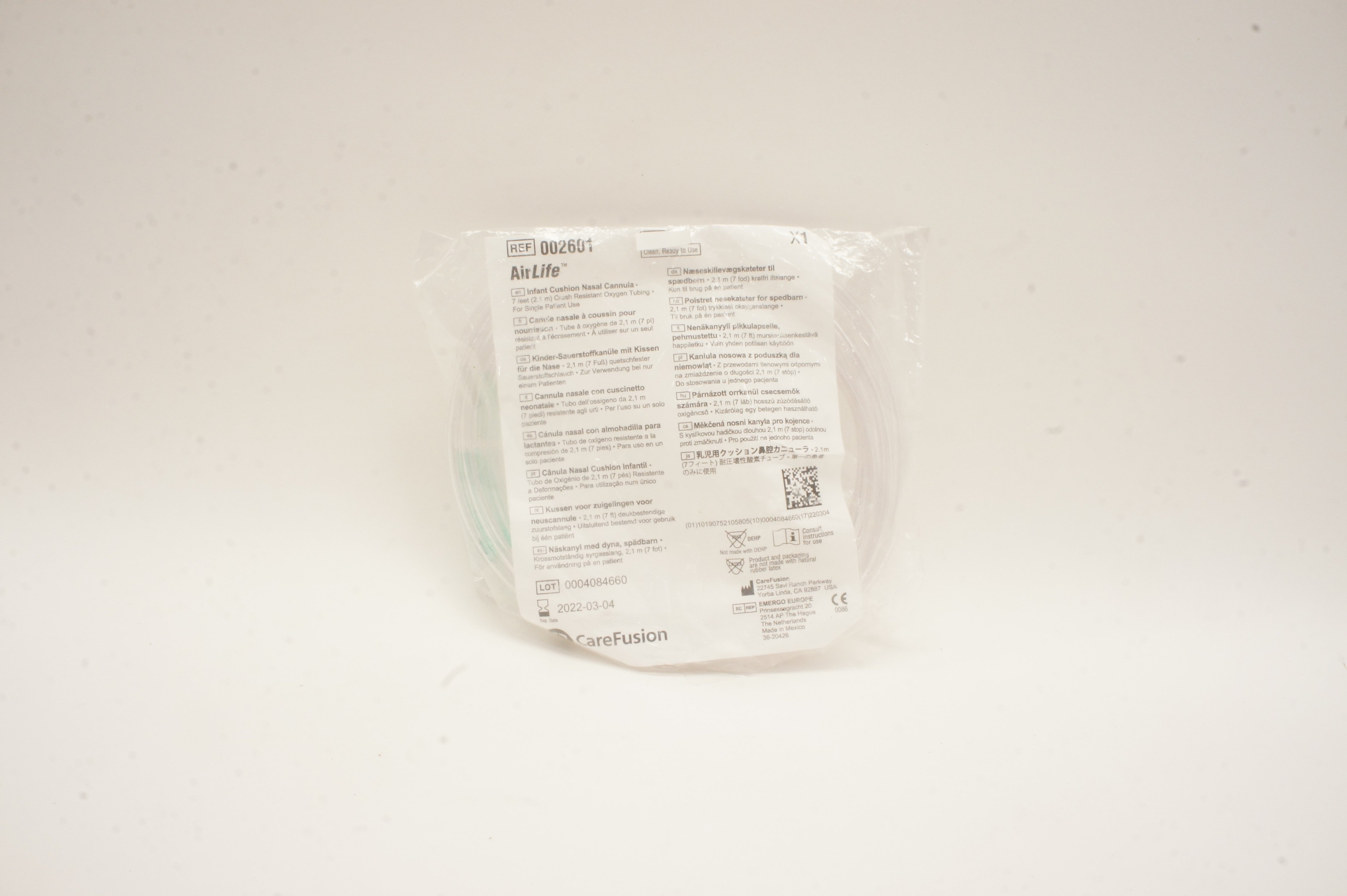 CareFusion 002601 AirLife Infant Cushion Nasal Cannula Crush Resistant 7ft