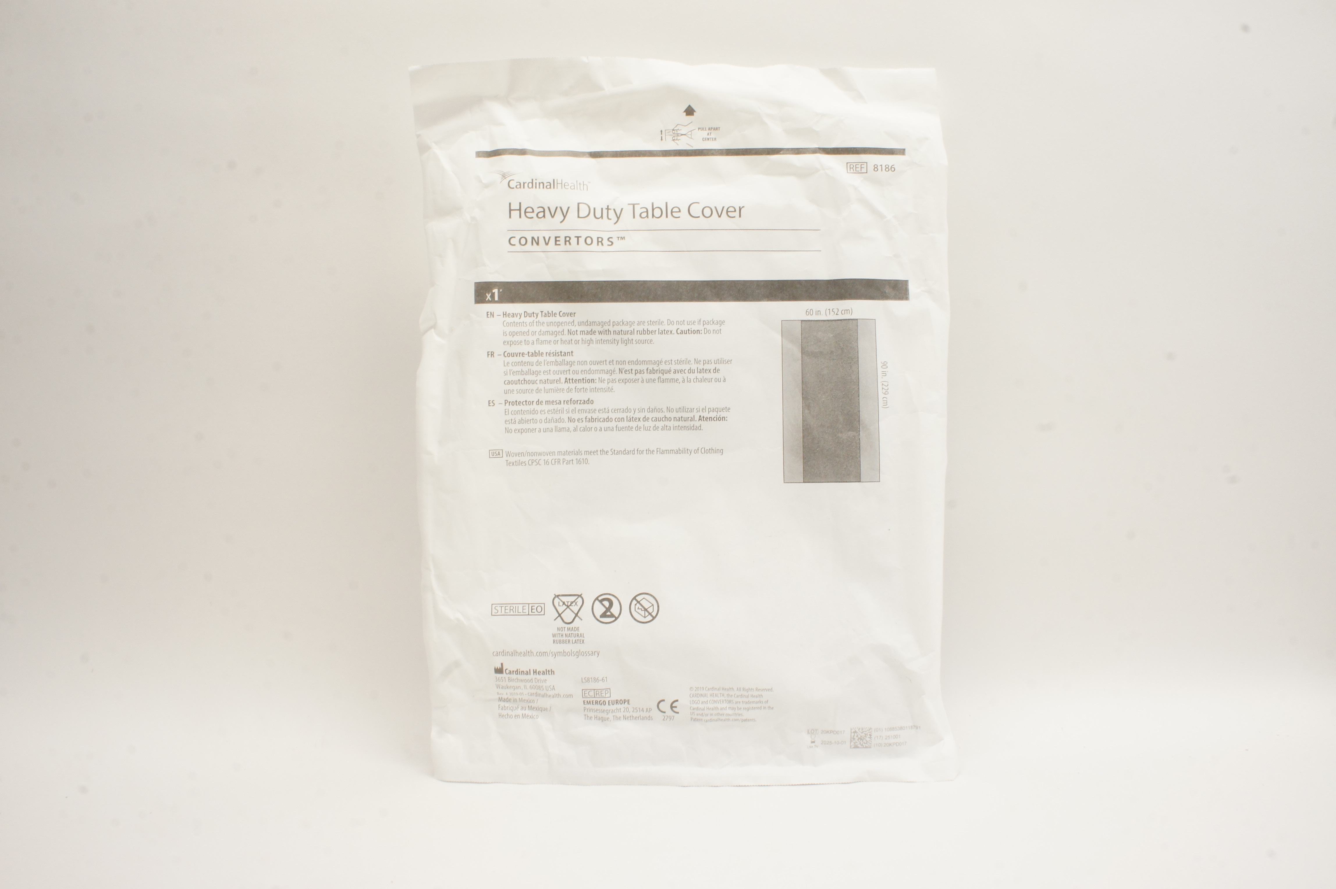 Cardinal Health 8186 Convertors Heavy Duty Table Cover 60inch x 90inch