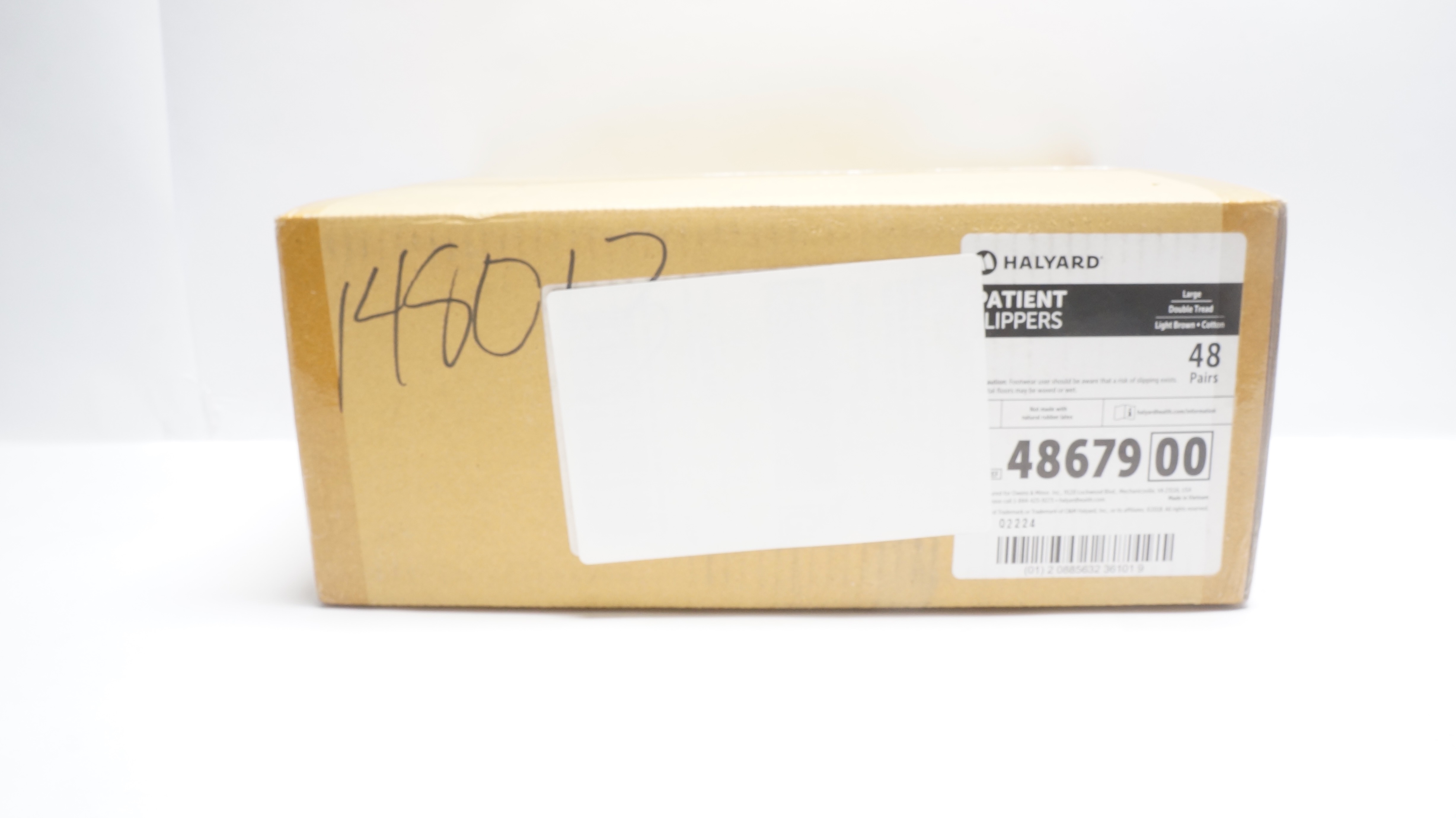 Halyard 48679 Cotton Slippers Large Double Tread Light Brown - Case of 48pairs