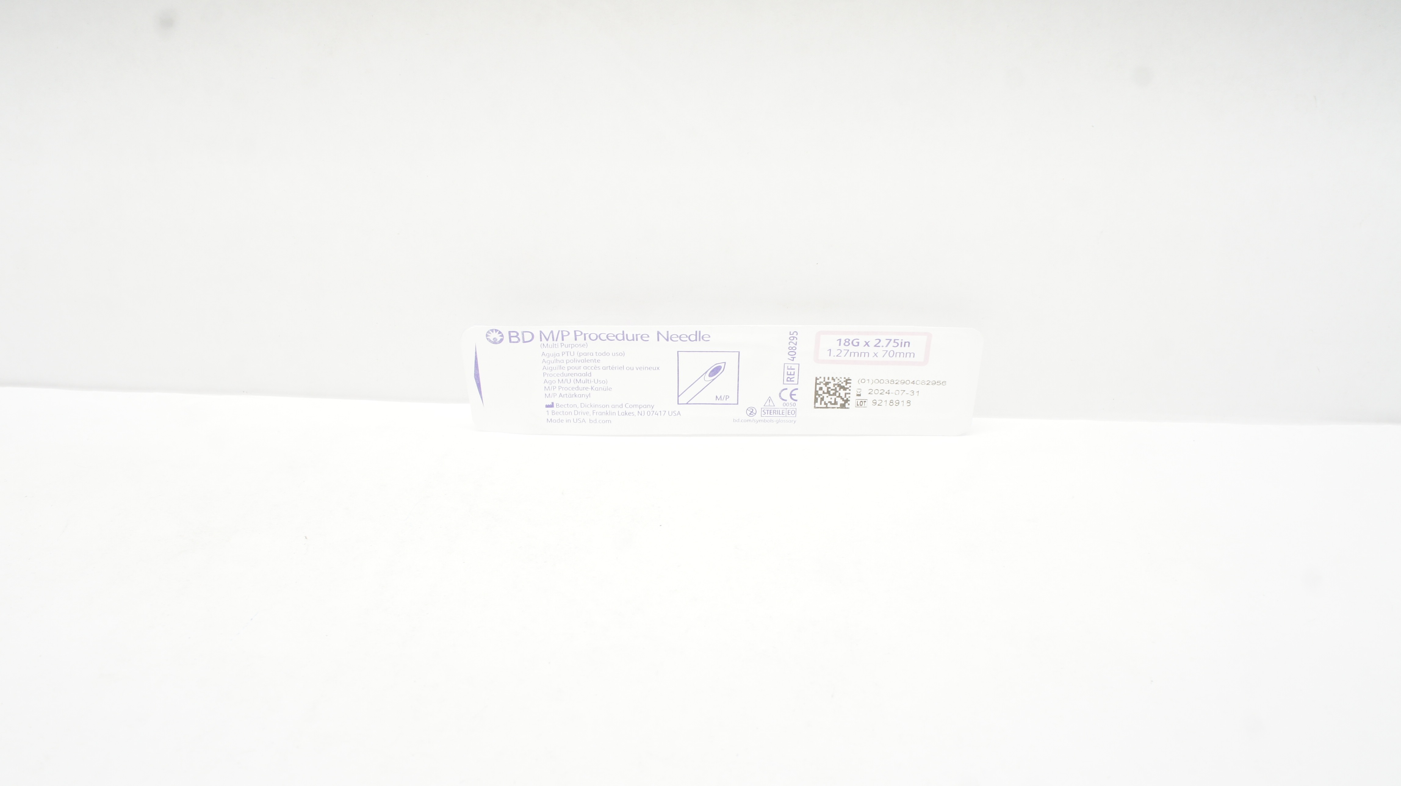 BD 408295 M/P Procedure Ndle 18Ga x  2.75inch