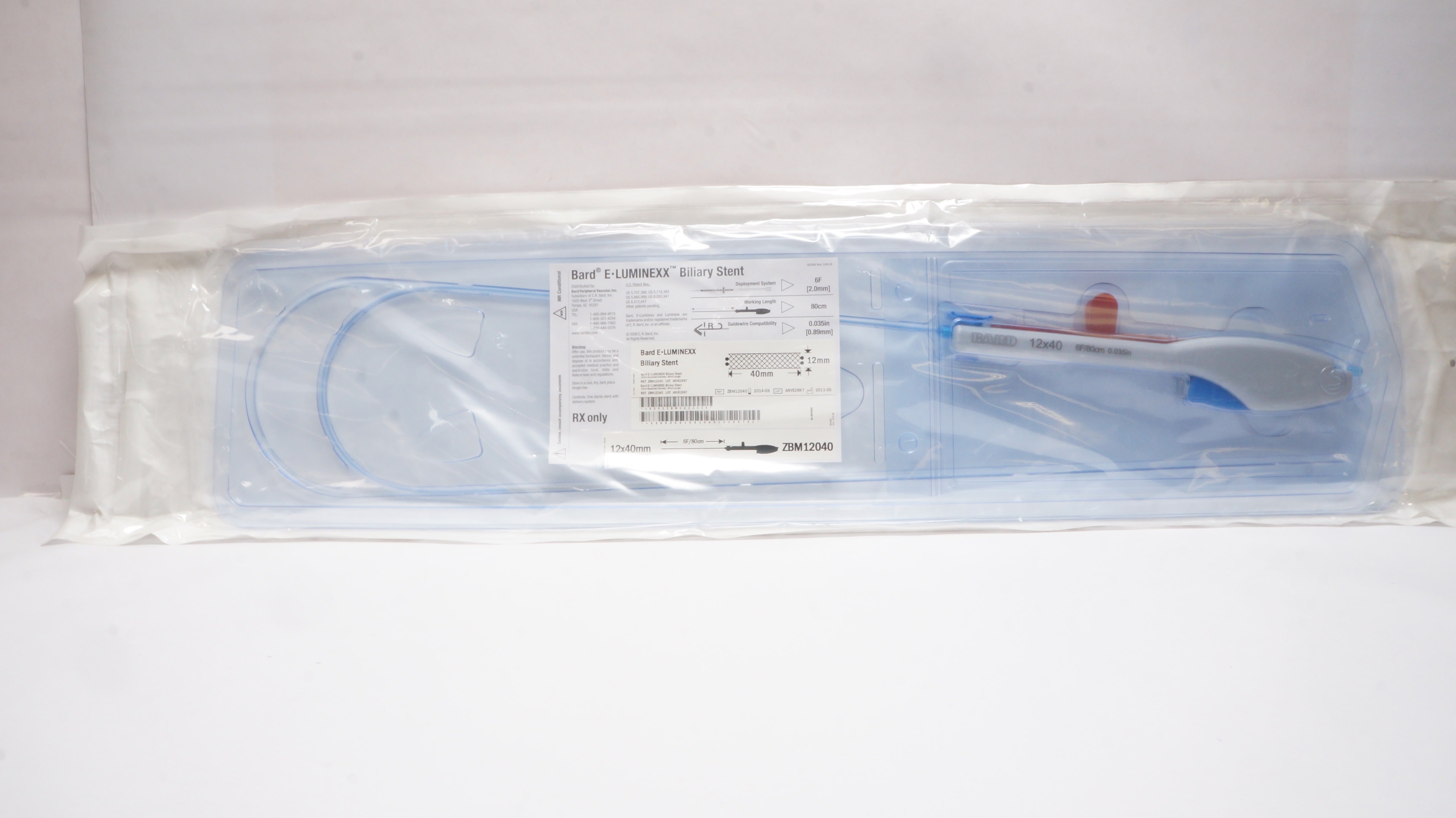 Bard ZBM12040 E-Luminexx Biliary Stnt 6F x 80cm x 0.0.35inch x 12mm x 40mm (x)