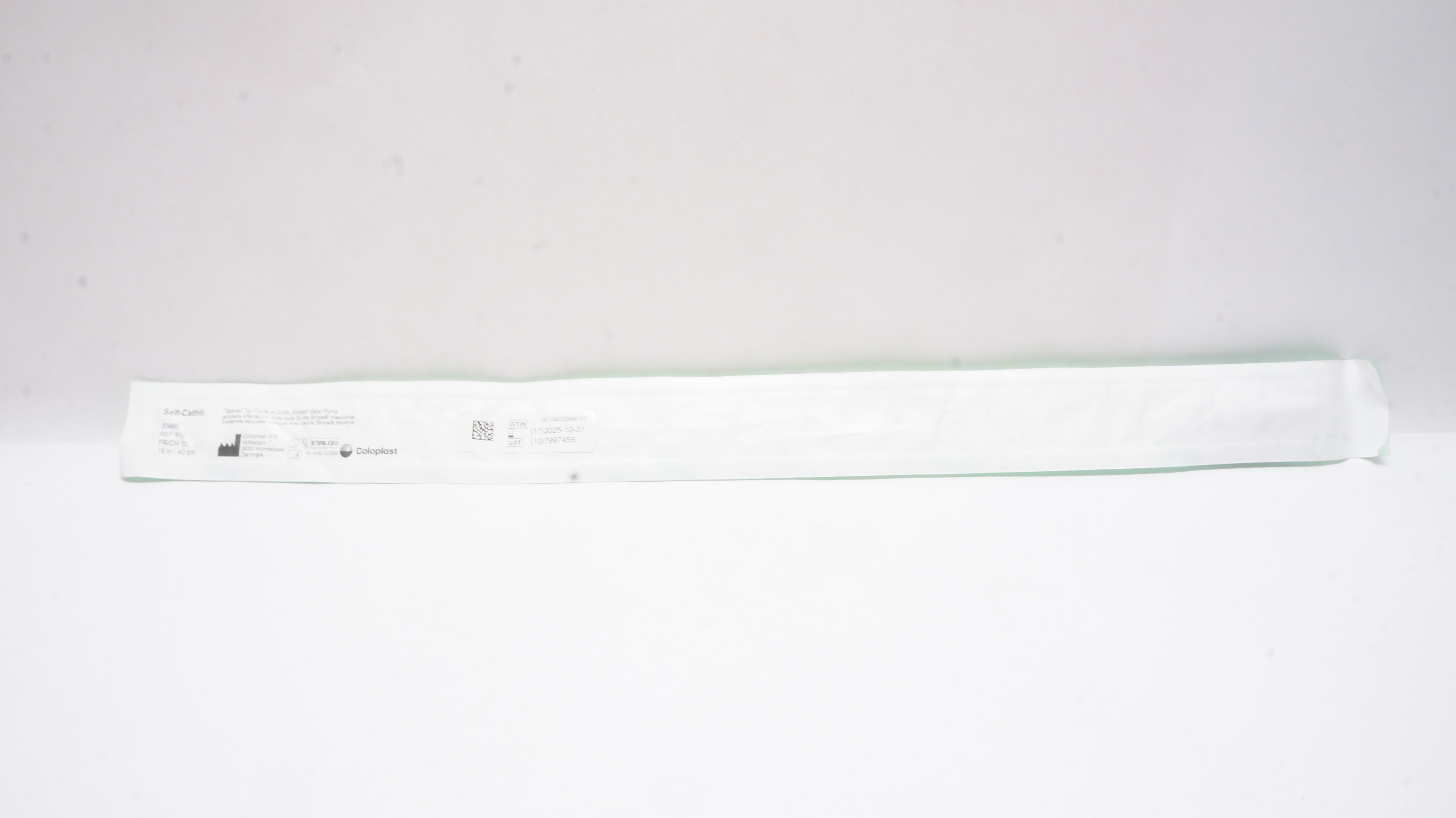 Coloplast 610 Self-Cath Urinary Cath. Tapered Tip Coude Male 10Fr/Ch x 16inch