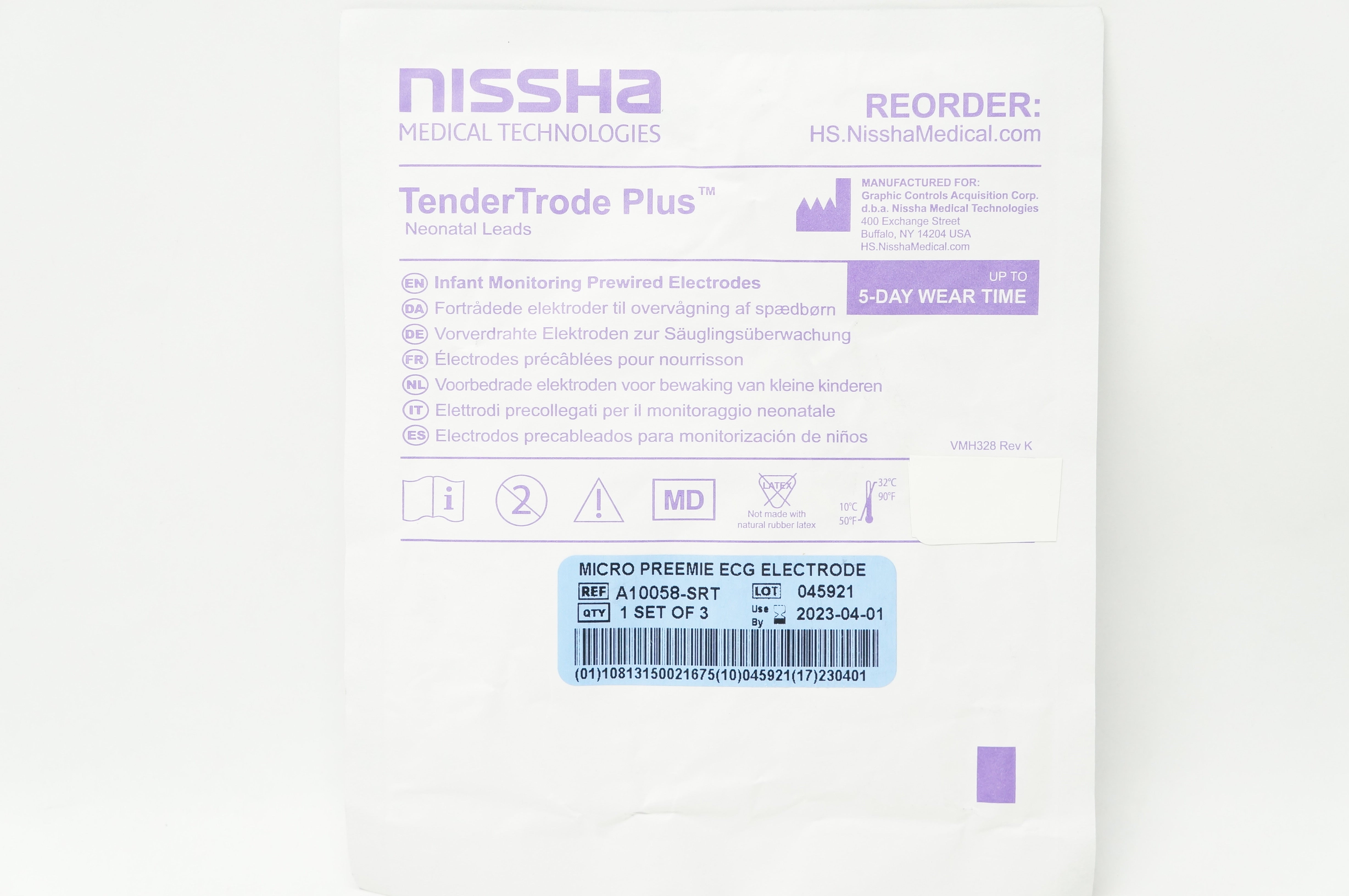 Nissha Medical A10058-SRT Infant Monitoring Prewired Electrodes (x) - Set of 3