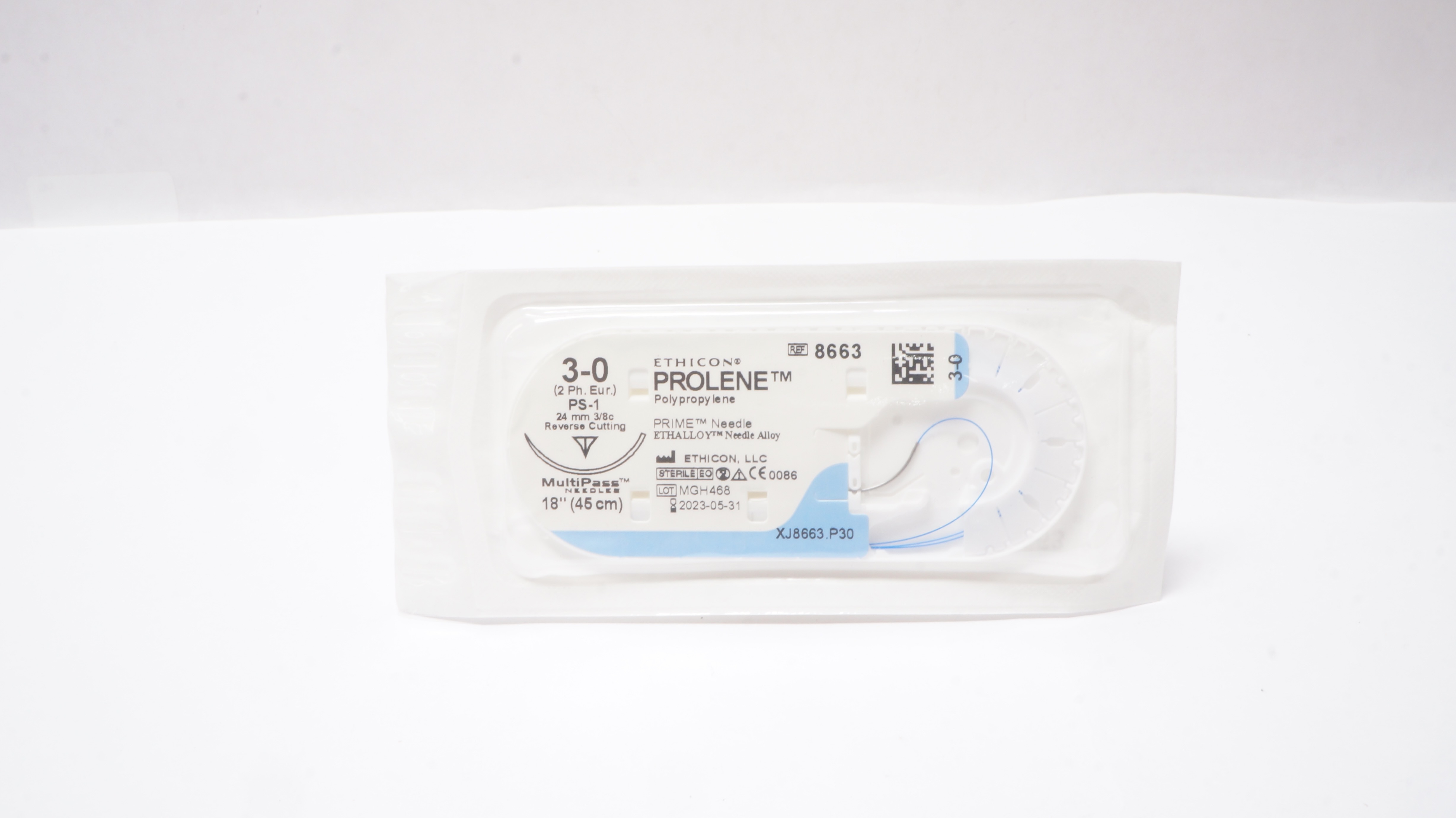 Ethicon 8663 3-0 Prolene Stre PS-1 24mm 3/8c Reverse Cutting, 18 inch (x)