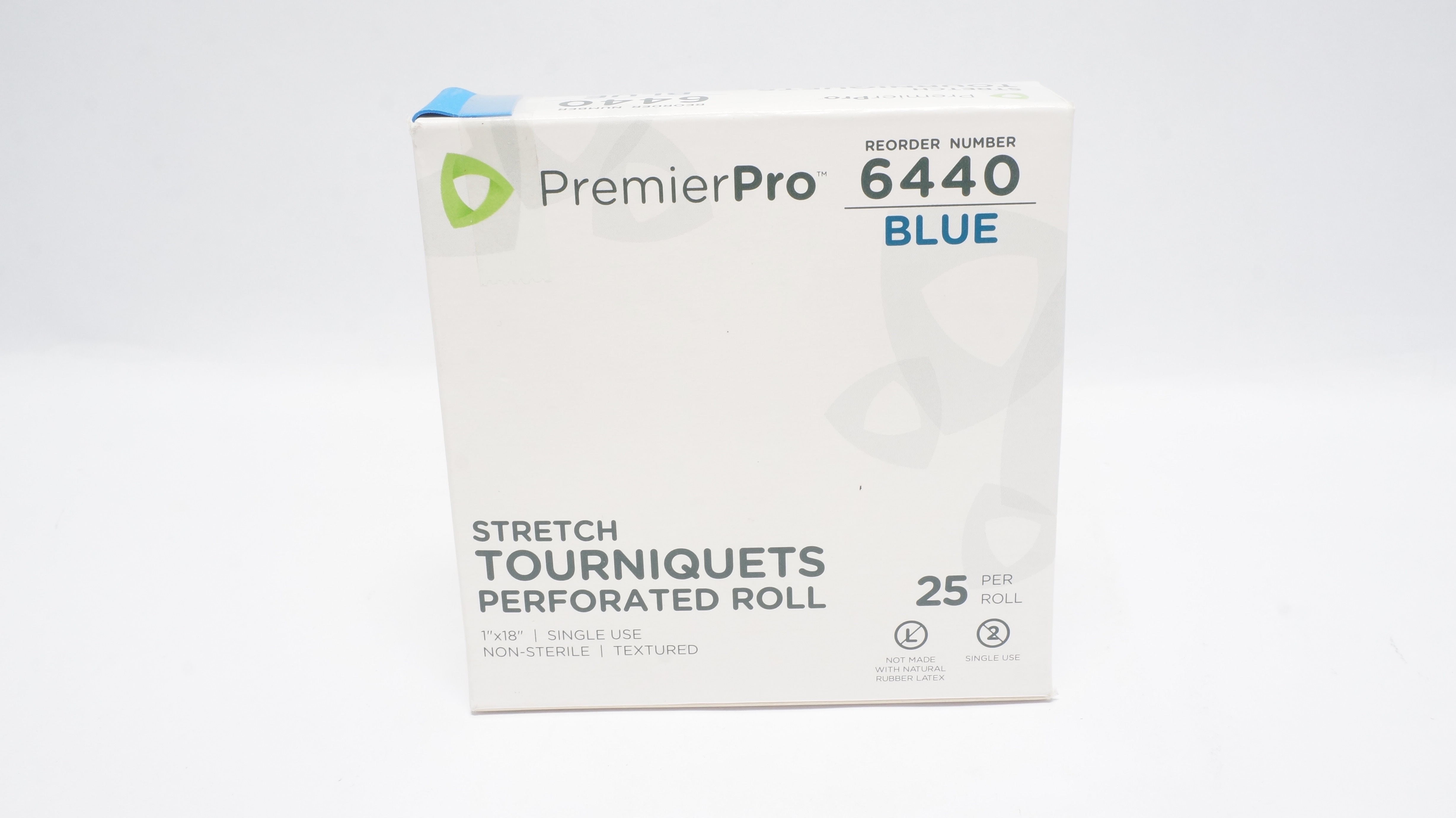 PremierPro 6440 Stretch Tourniquets Perforated Roll, Blue 1In x 18In - Box of 25