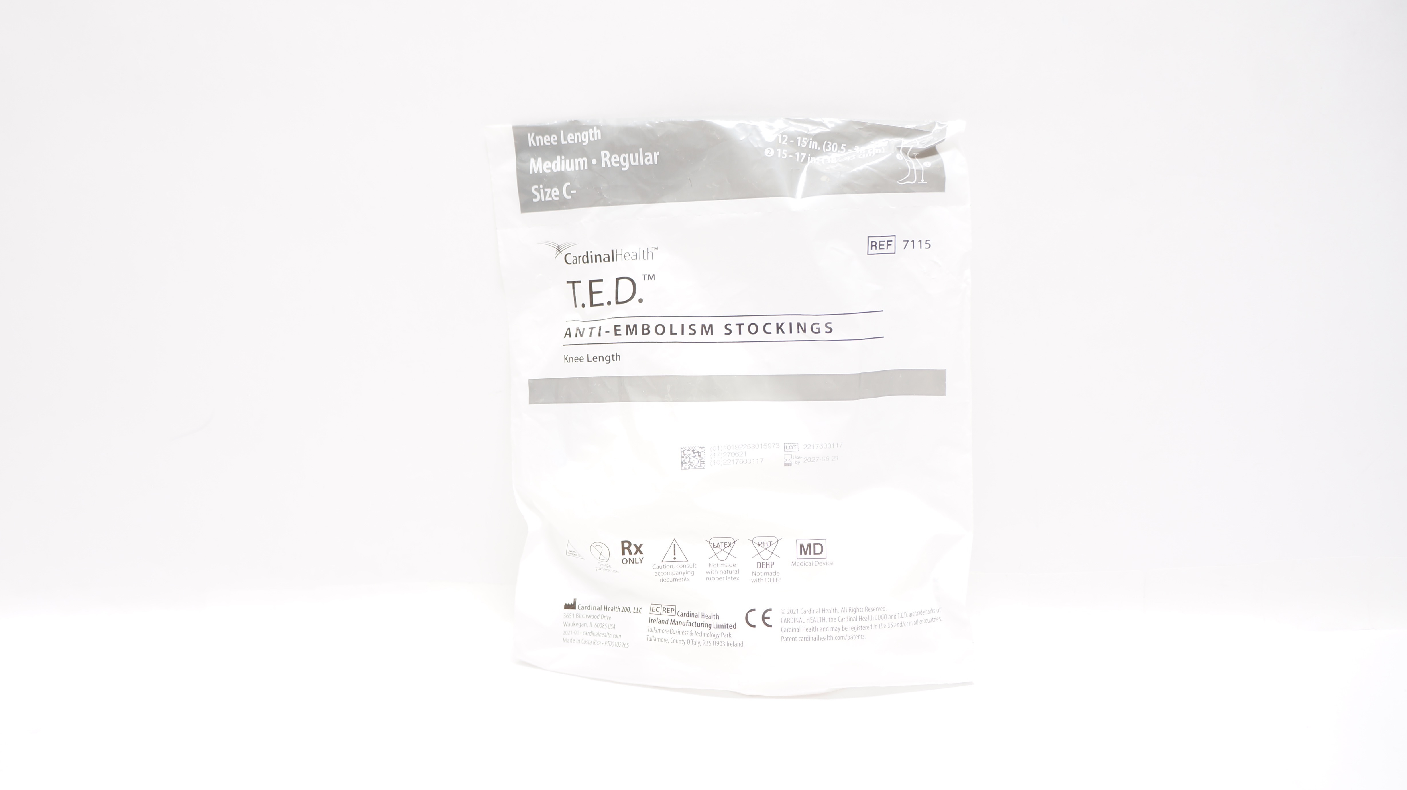 Cardinal Health 7115 T.E.D. Anti-Embolism Stockings, Knee Length, Regular Medium