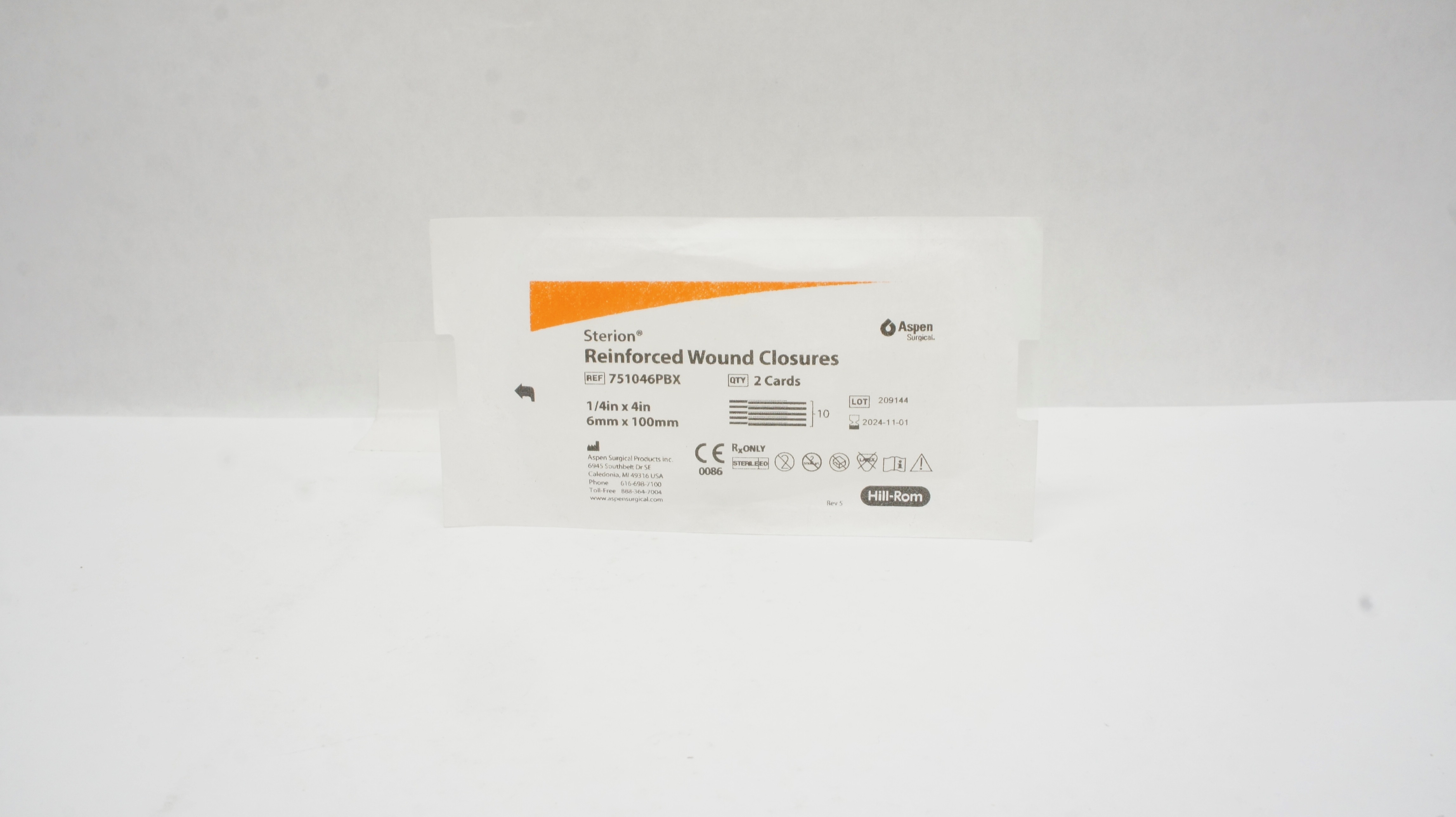 Aspen Surgical 751046PBX Reinforced Wound Closures 1/4in x 4in - Pack of 2