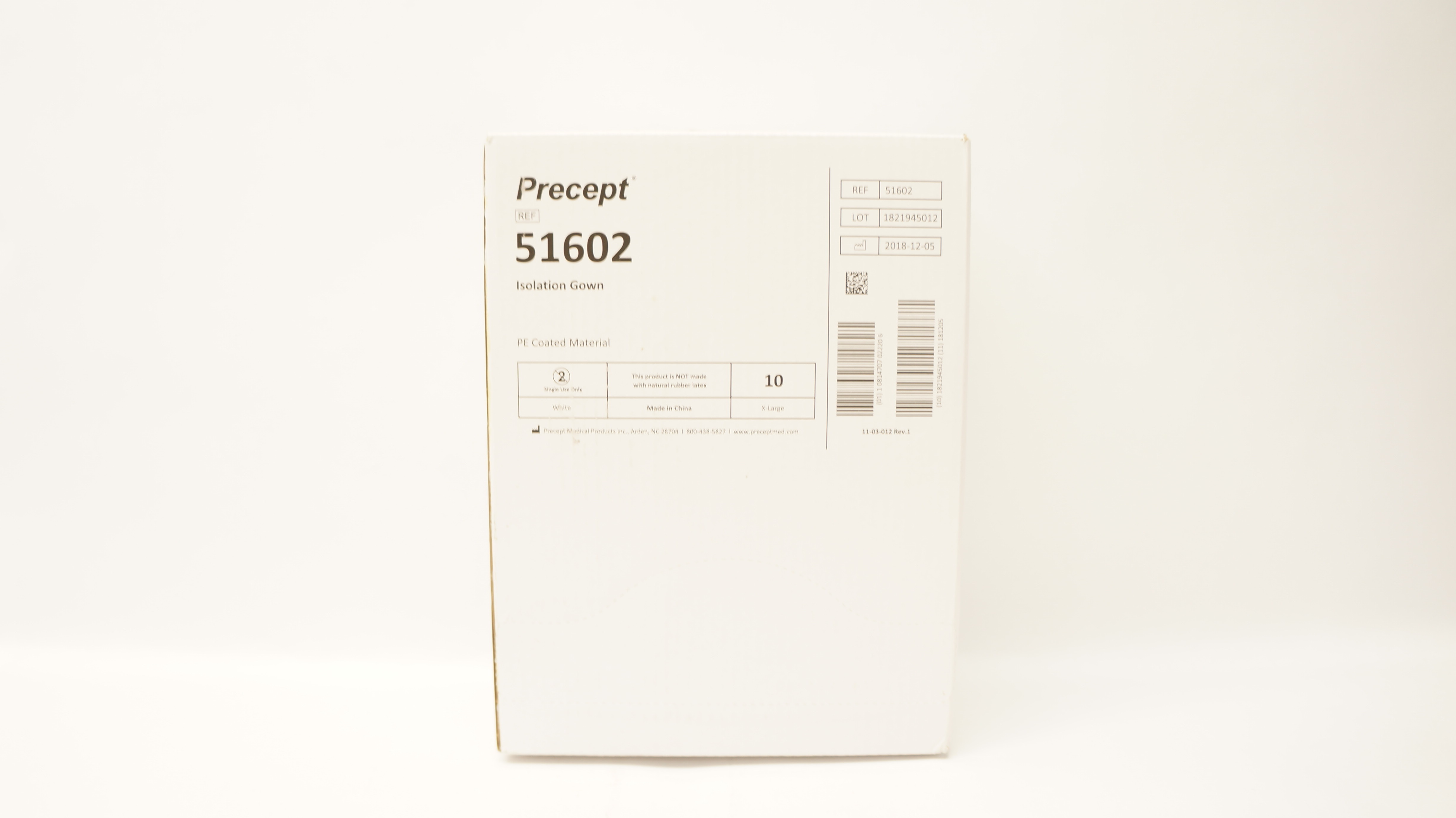 Precept Medical 51602 Isolation Gown PE Coated Material X-Large - Box of 10