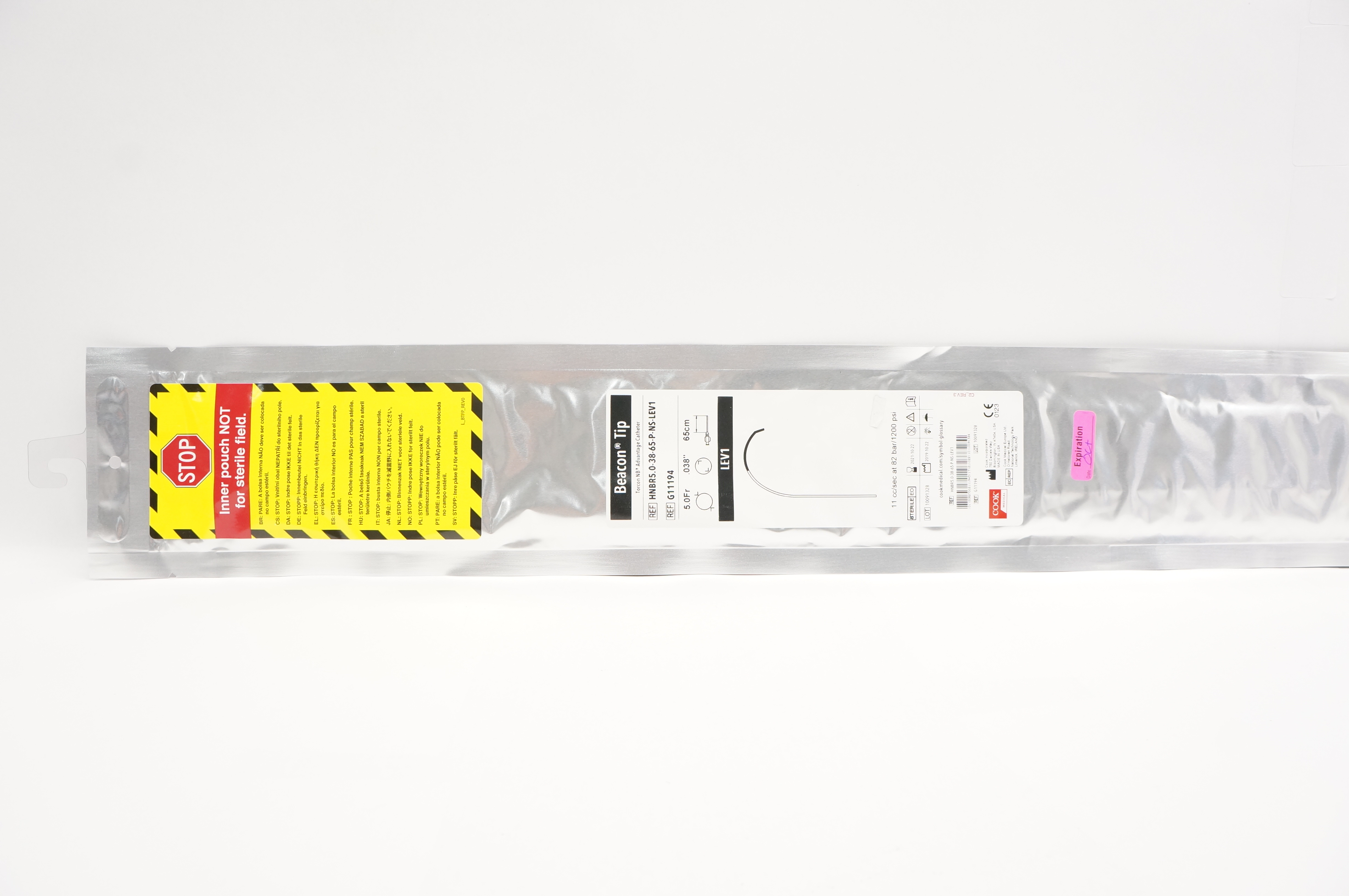 Cook Medical G11194 Beacon Tip Torcon NB Advantage Cath. LEV1 5.0F x 65cm (x)