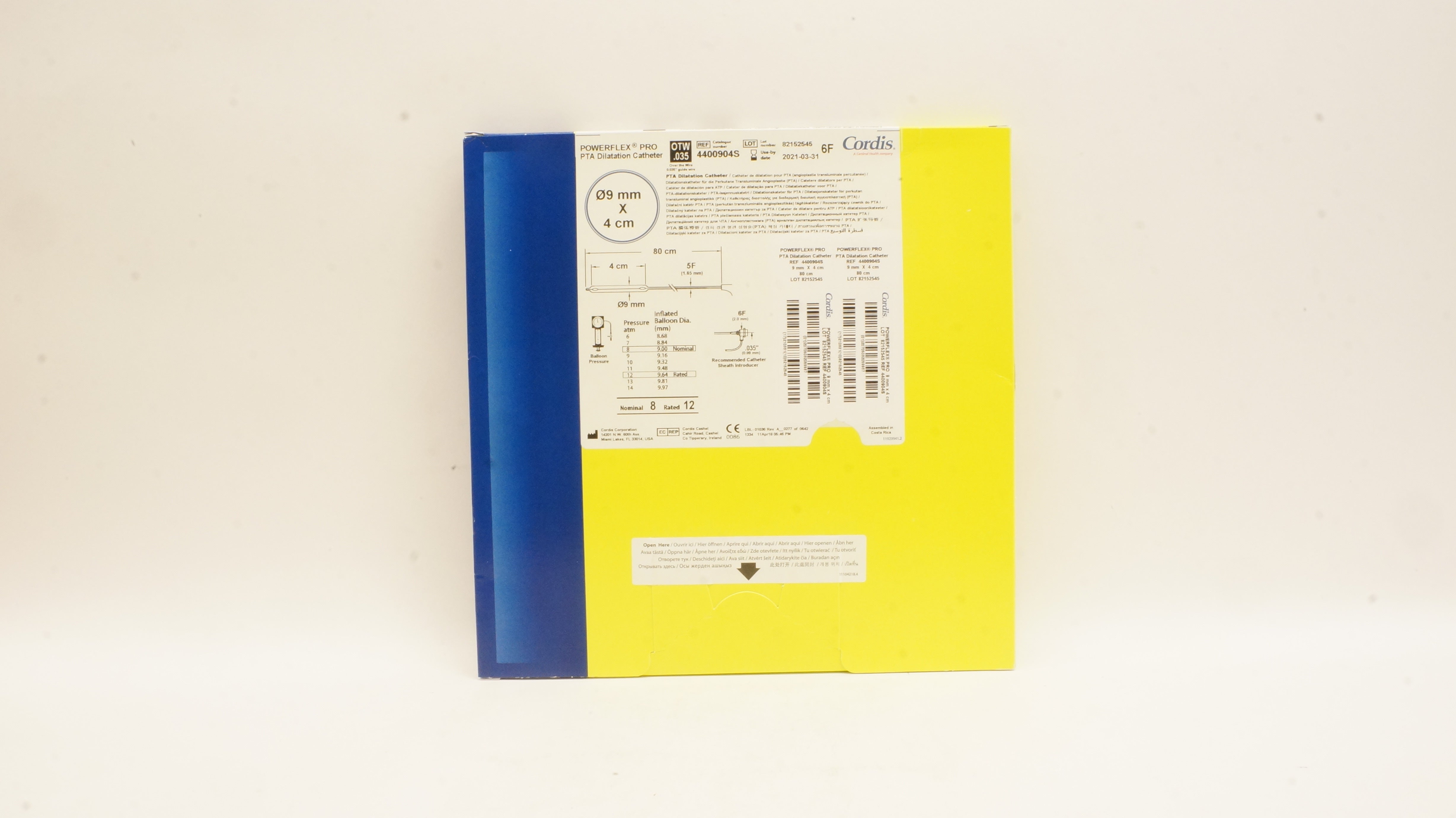 Cordis 4400904S PowerFlex PRO PTA Dilatation Cath. OTW .035inch x 9mm x 4cm (x)